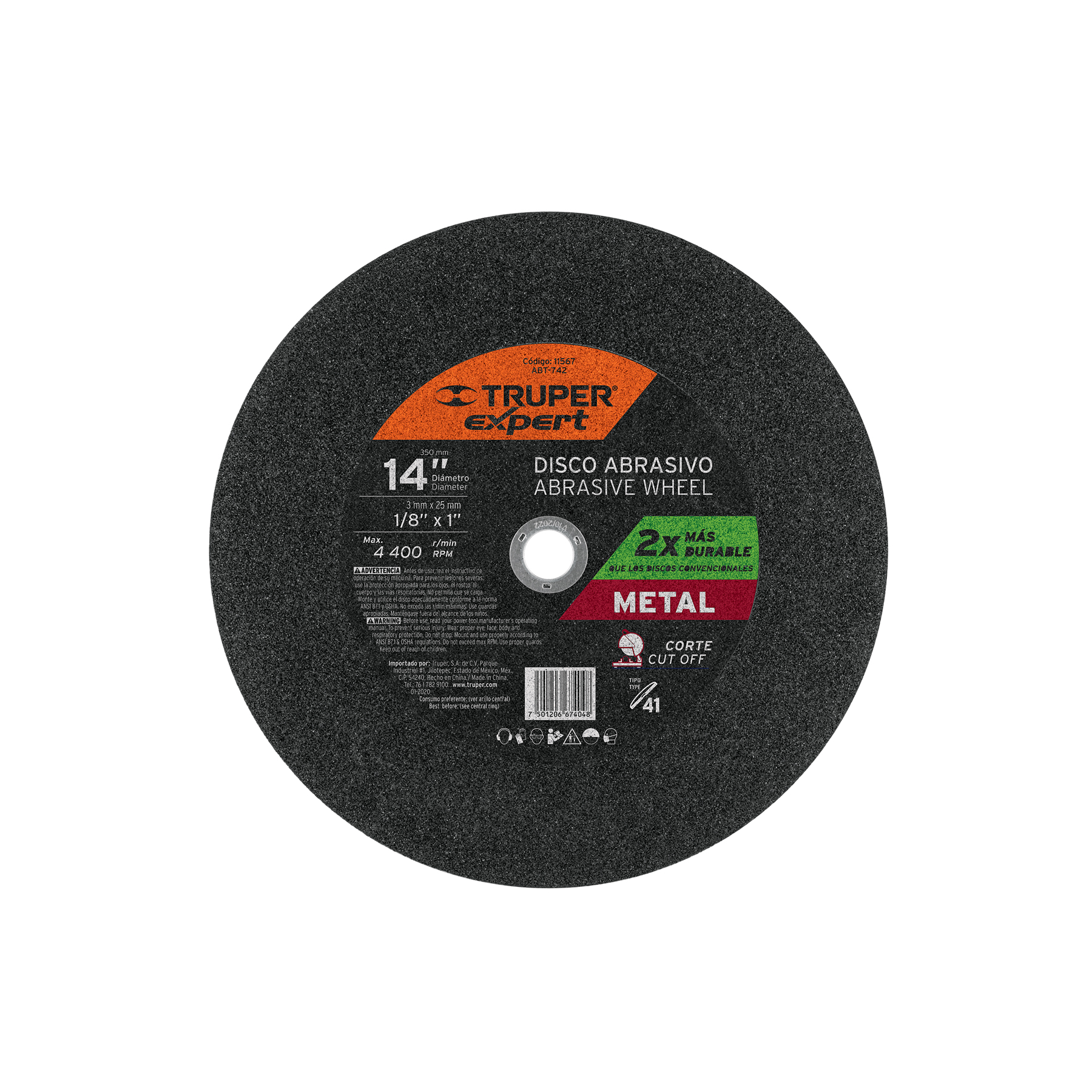 DISCO TIPO 41 DE 14' X 3 MM PARA CORTE DE METAL, EXPERT