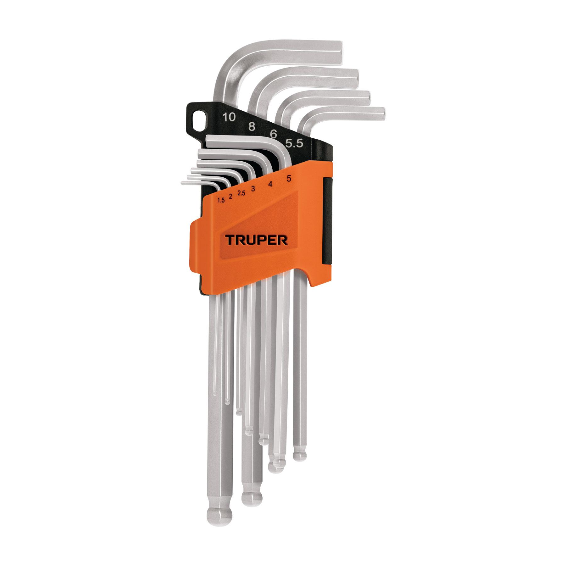 JUEGO 10 LLAVES ALLEN LARGAS MM PUNTA BOLA CON ORGANIZADOR