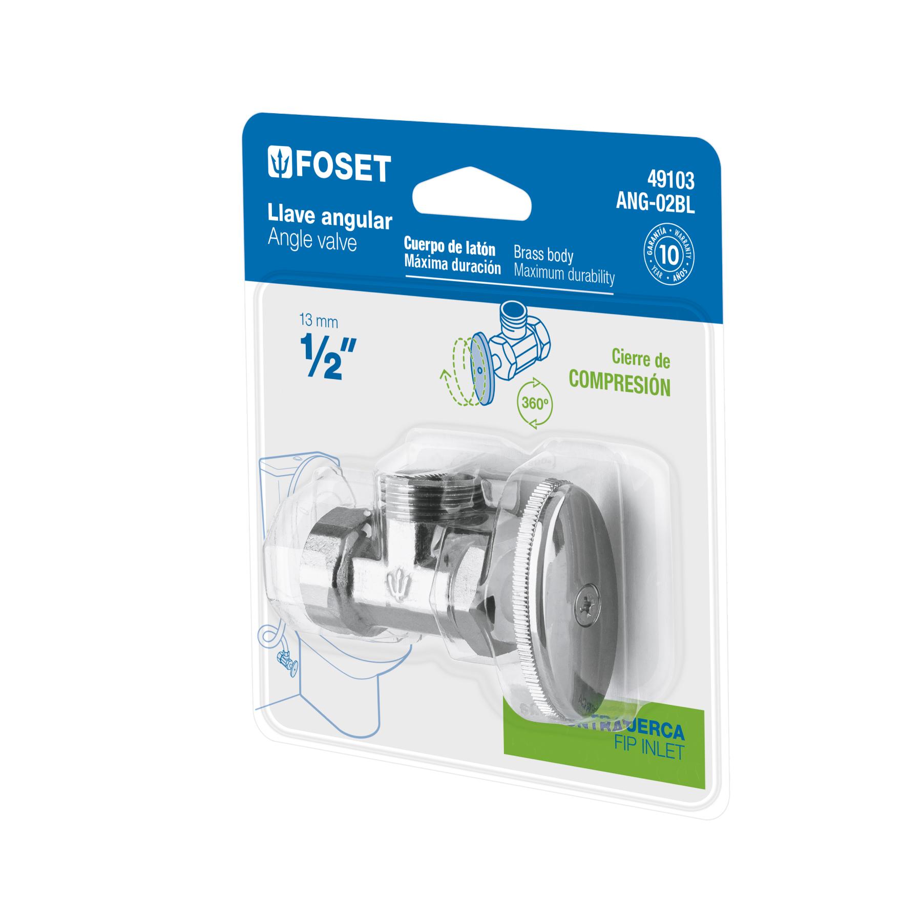 LLAVE ANGULAR 1/2' X 1/2' EN BLÍSTER, FOSET