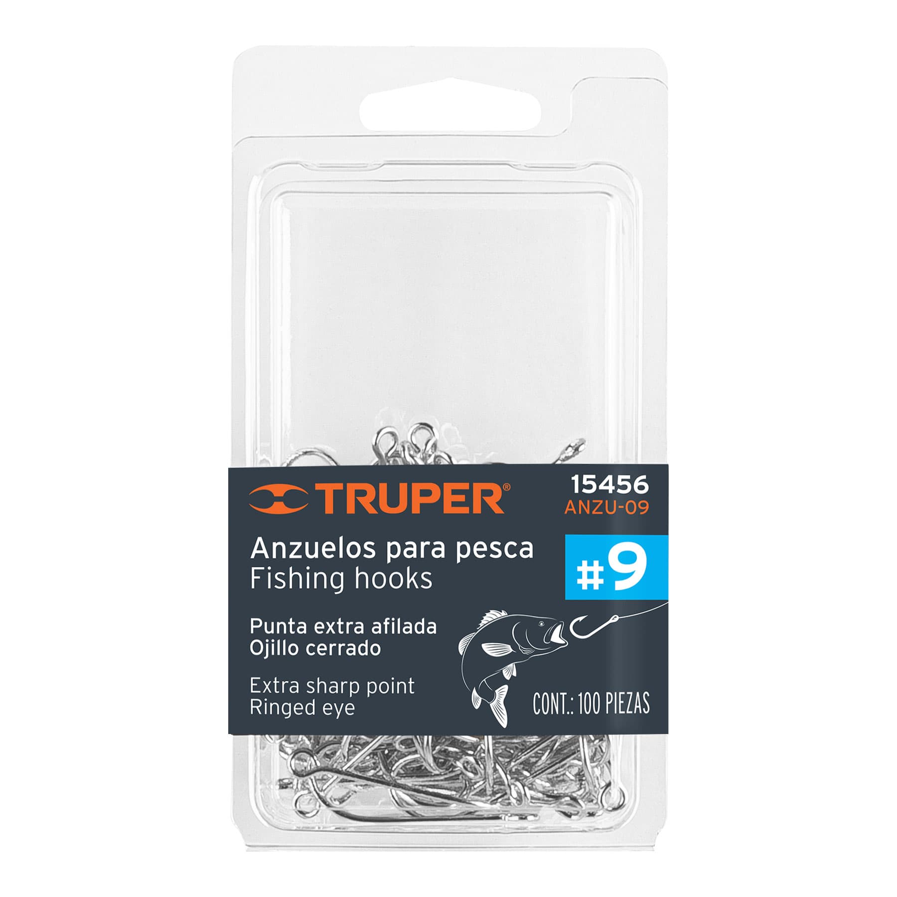 BLÍSTER CON 100 ANZUELOS PARA PESCA # 9, TRUPER
