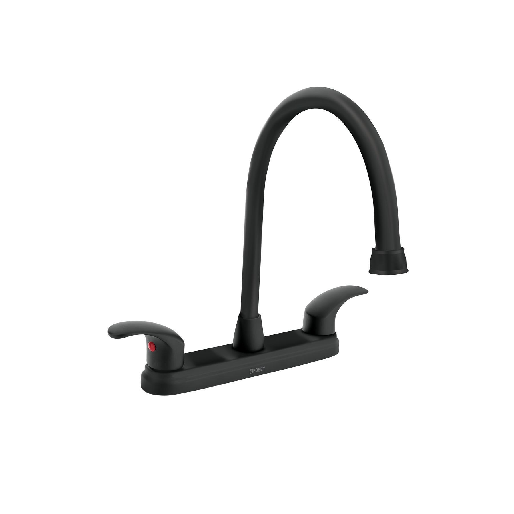 MEZCLADORA NEGRO 8' PARA LAVABO, CUELLO LARGO, PALANCA,FOSET