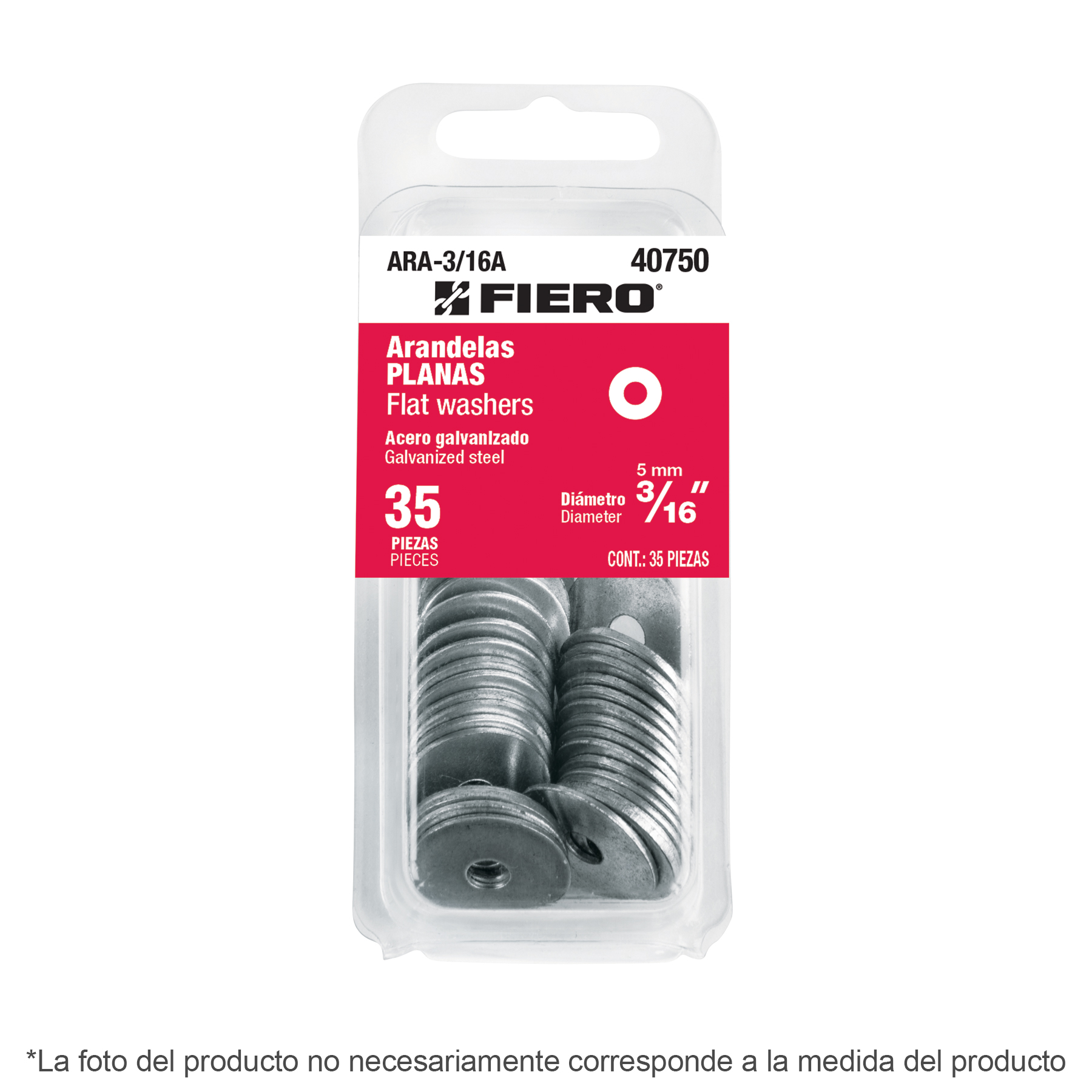 "BLÍSTER CON 30 ARANDELAS PLANAS DE 1/4"""