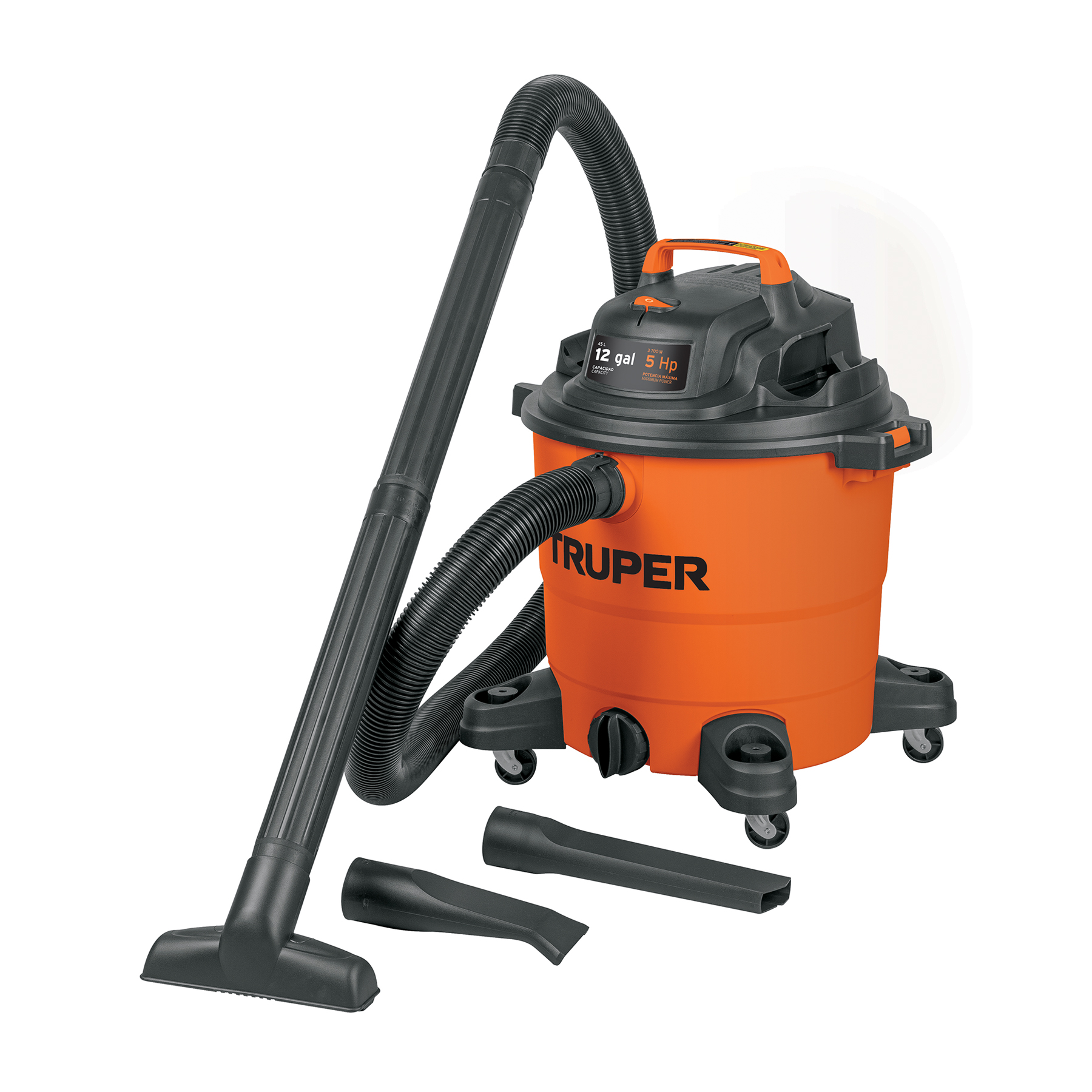 ASPIRADORA DE SÓLIDOS Y LÍQUIDOS DE 12 GAL, PLÁSTICA, TRUPER
