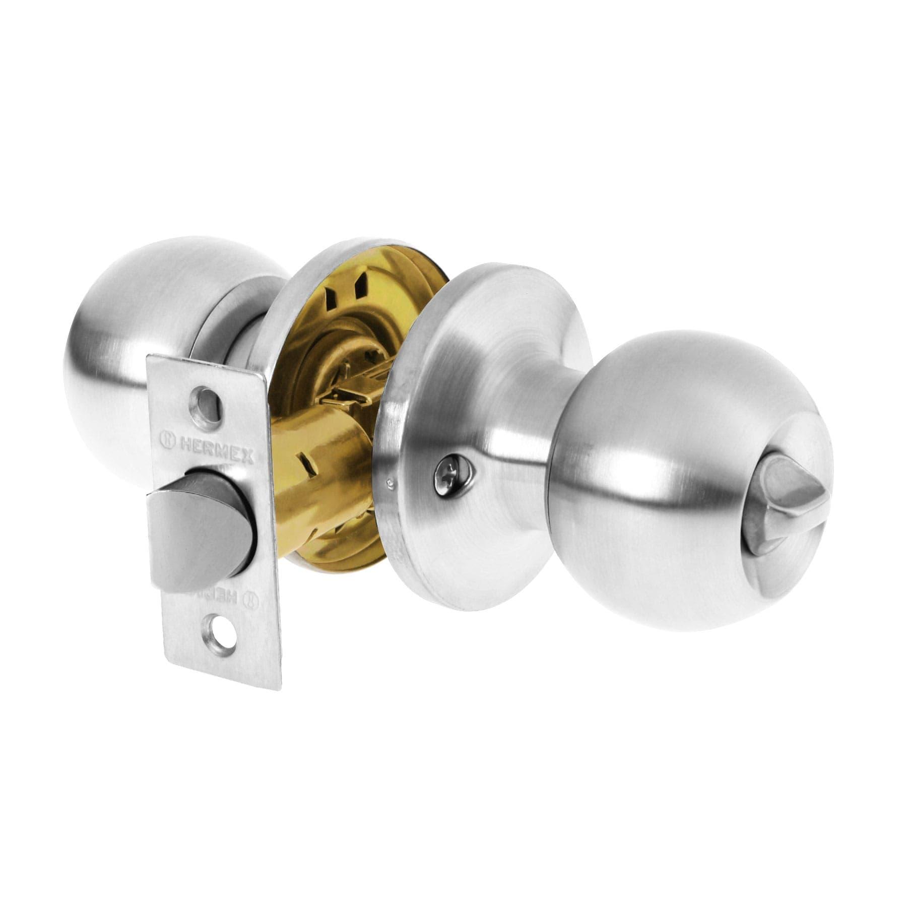 CERRADURA ESFERA TUBULAR, BAÑO, CROMO, BLÍSTER, HERMEX BASIC