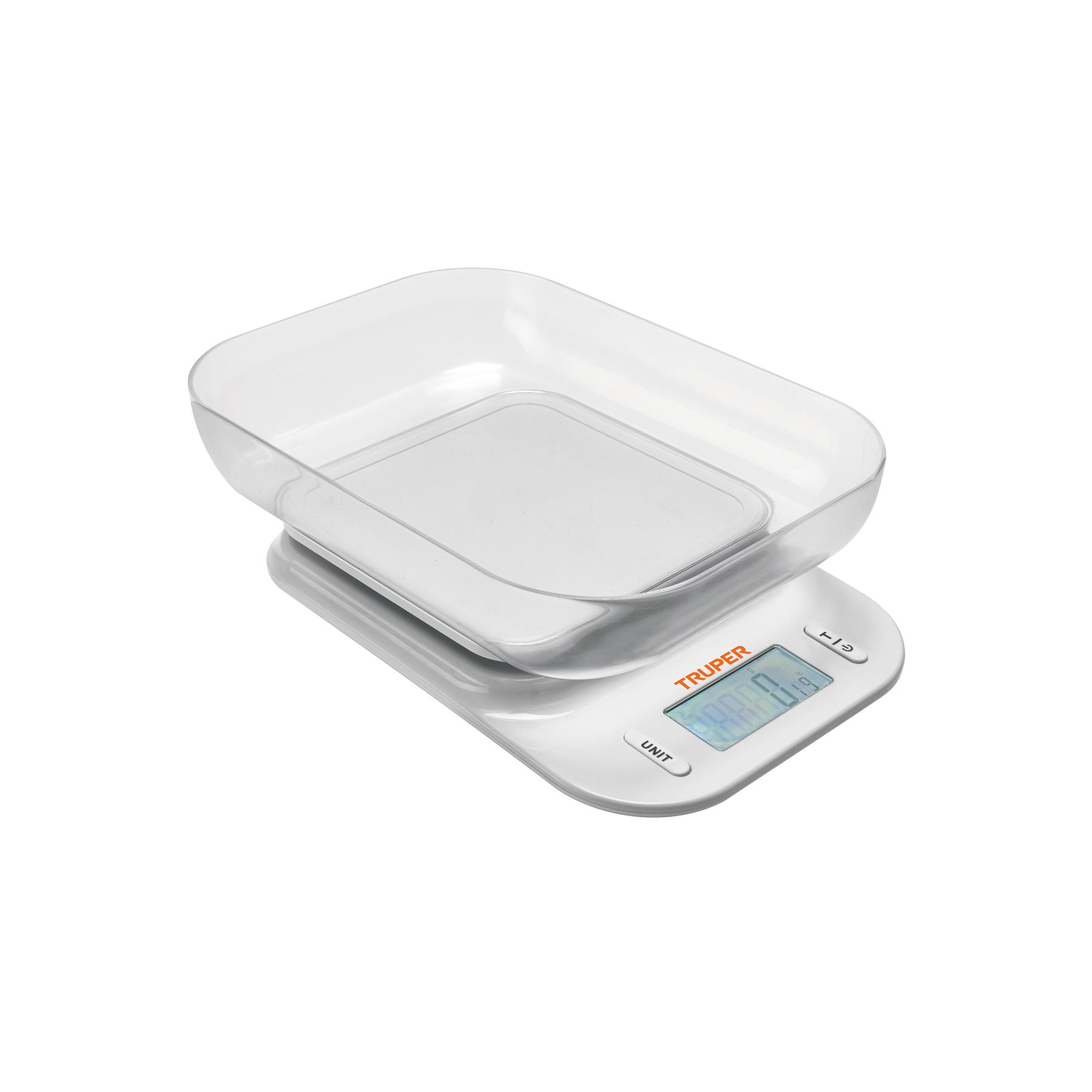 BÁSCULA DIGITAL CON TAZÓN PARA COCINA, 5KG, TRUPER