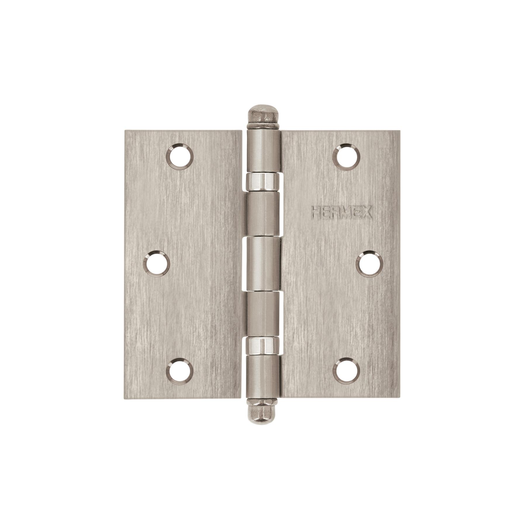 BISAGRA CUADRADA 3-1/2' ACERO INOX, CABEZA REDONDA, HERMEX