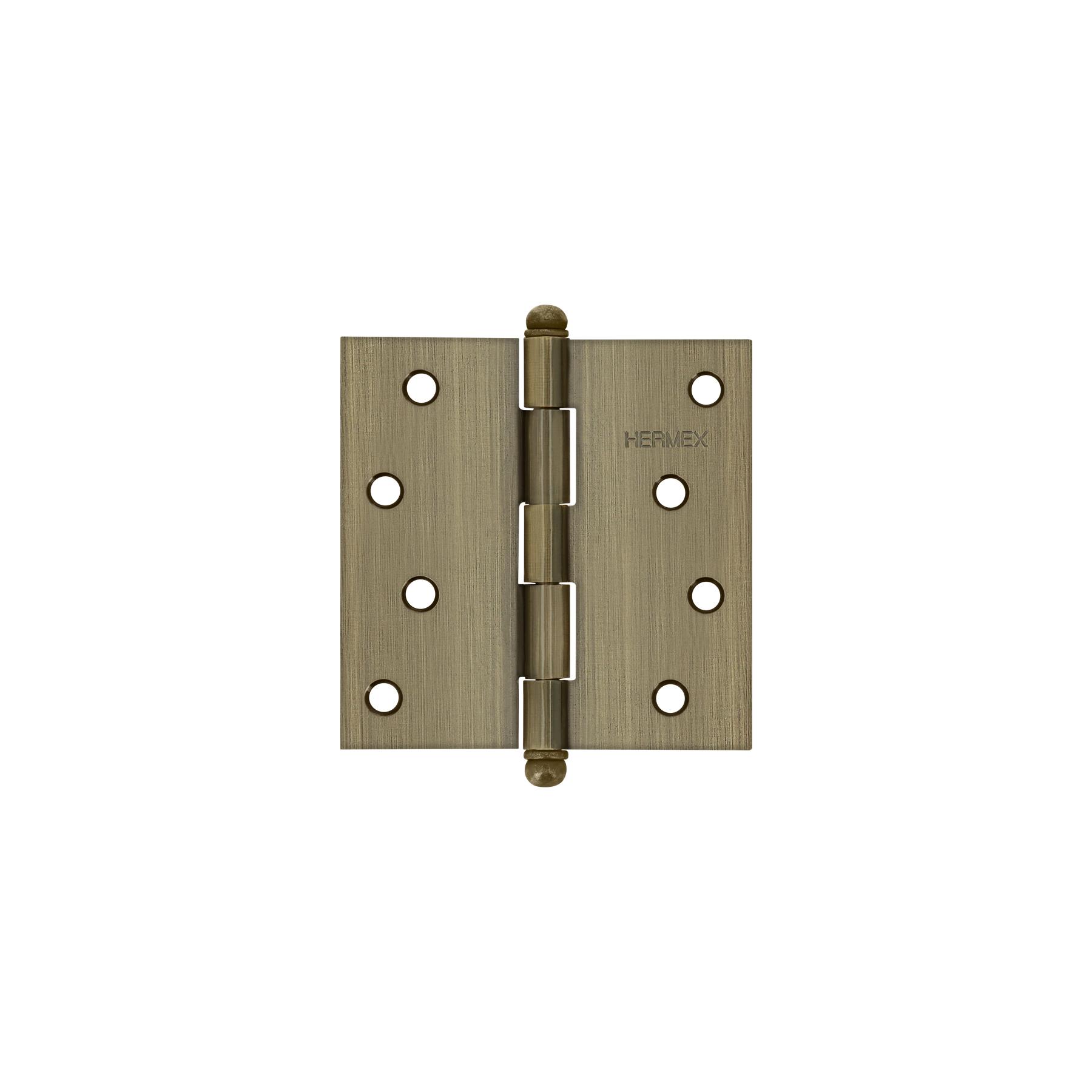 BISAGRA CUADRADA 4', LATÓN ANTIGUO, CABEZA REDONDA, HERMEX