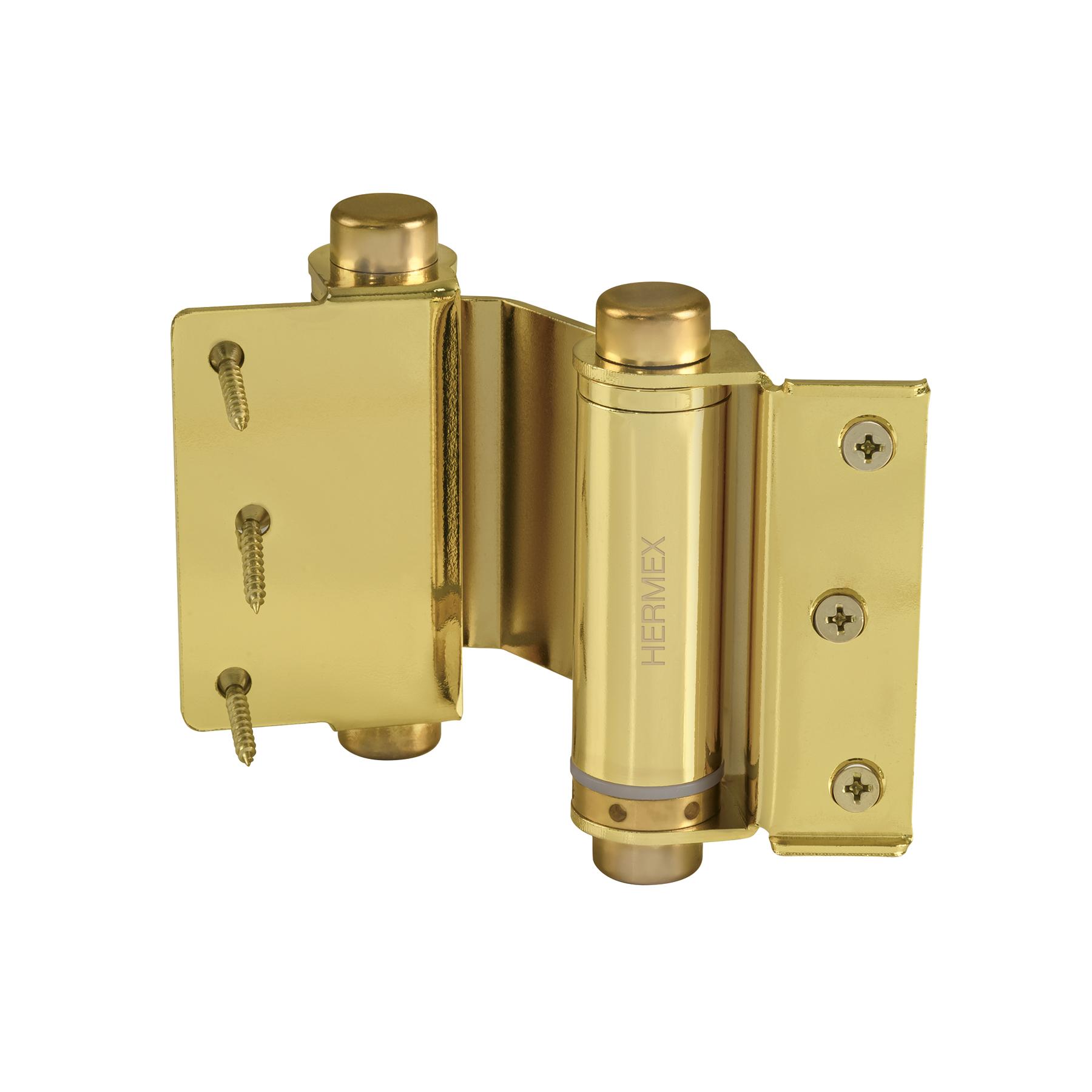 BISAGRA DE DOBLE ACCIÓN 3' ACERO LATONADO, HERMEX