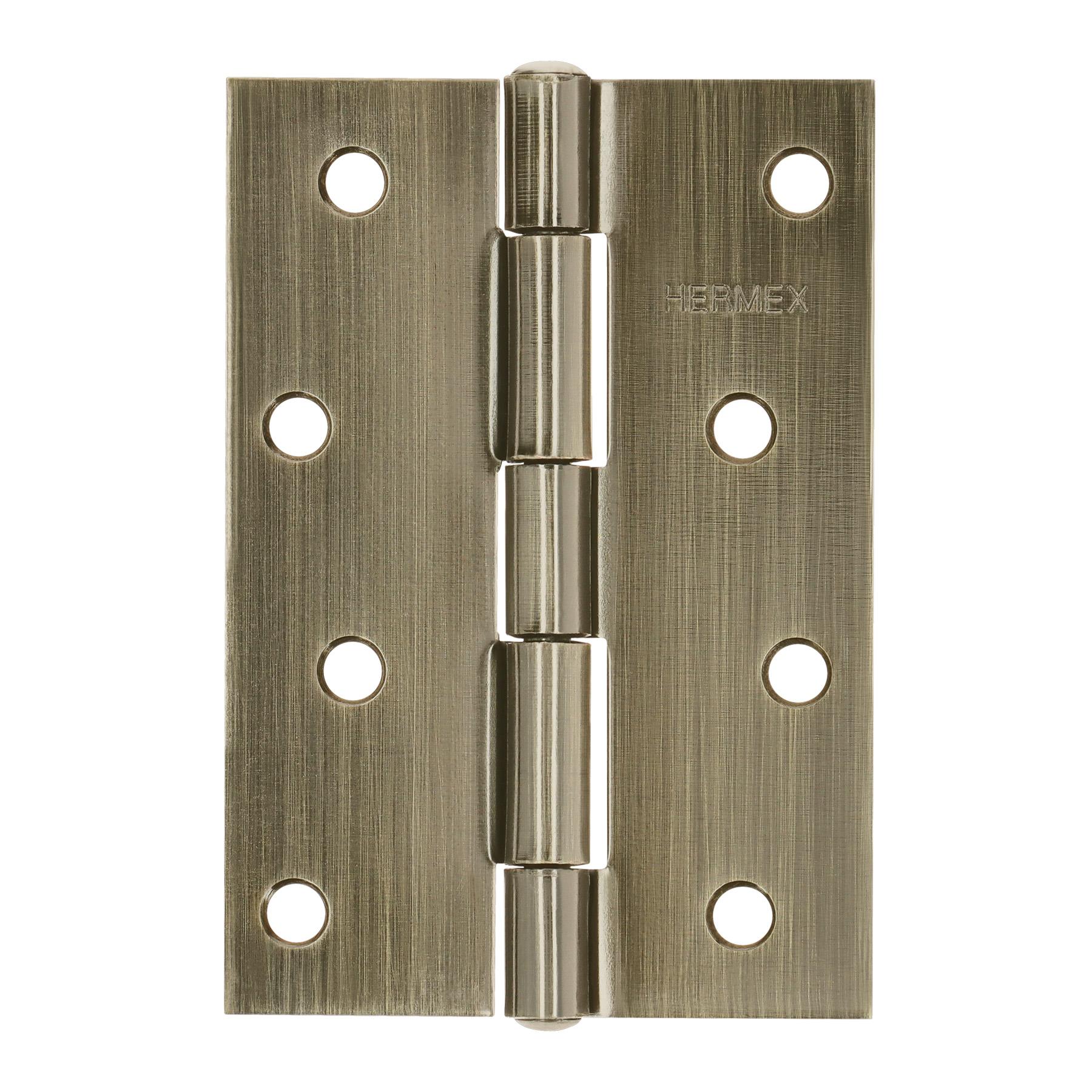 "BISAGRA RECTANGULAR DE ACERO 4"" ACABADO LATÓN ANTIGUO"