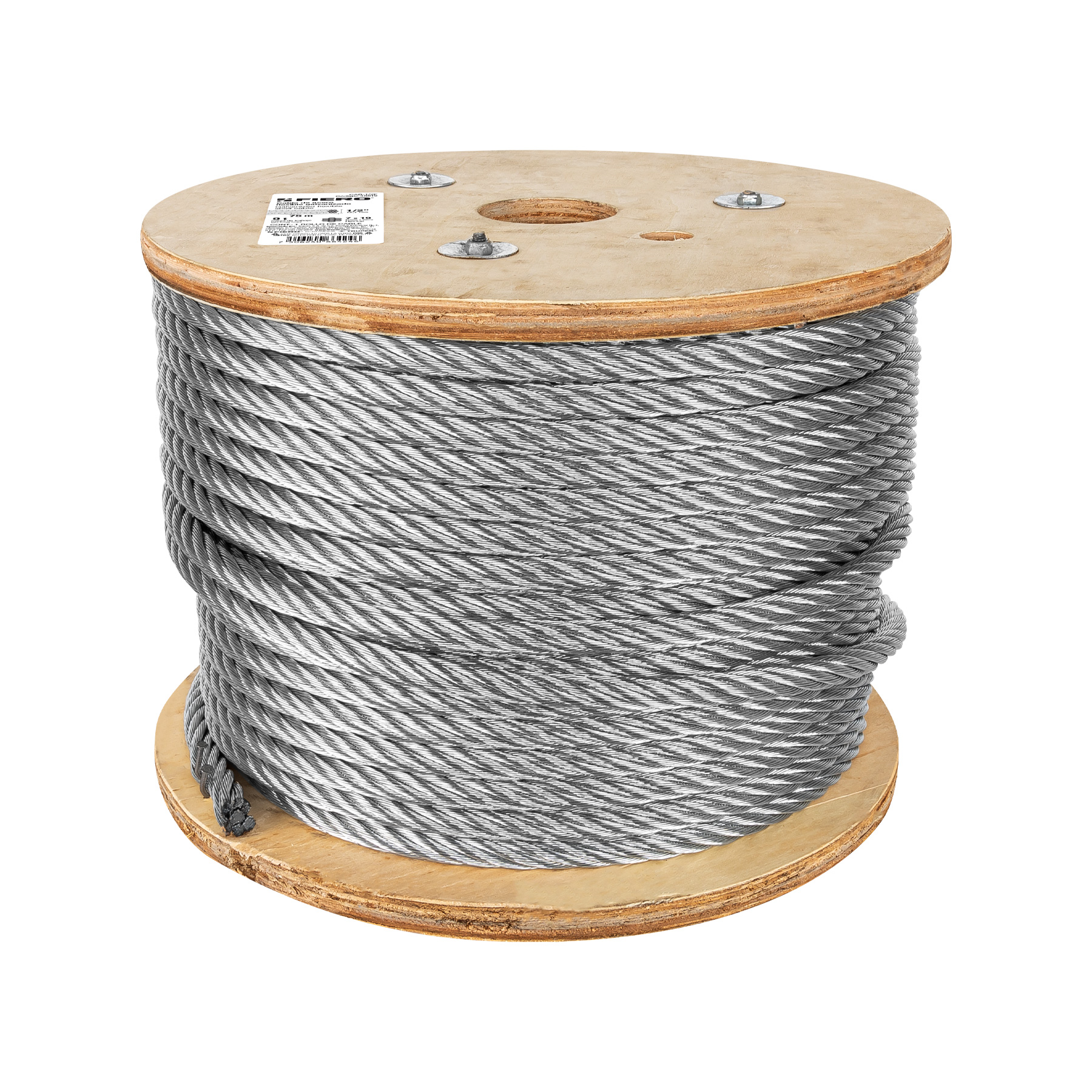 METRO DE CABLE FLEXIBLE 1/2' DE ACERO 7X19 HILOS, 75 M