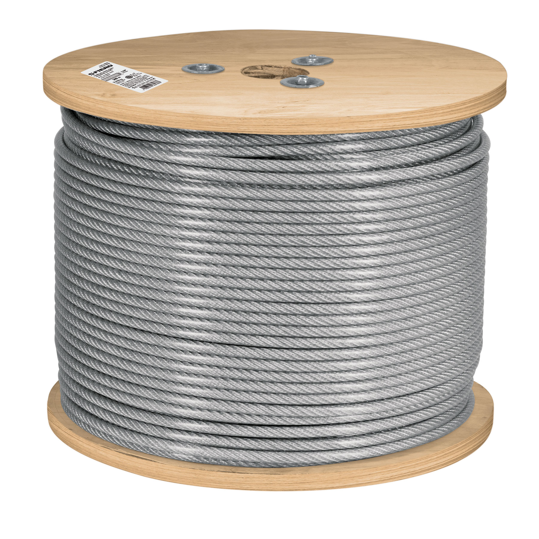 METRO DE CABLE RÍGIDO 1/4' ACERO 7X7 RECUBIERTO PVC, 300 M