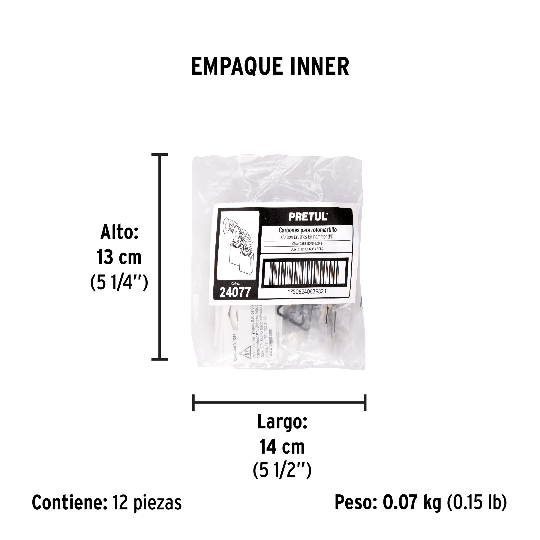 BOLSA CON 2 CARBONES DE REPUESTO PARA ROTO-1/2P4, PRETUL