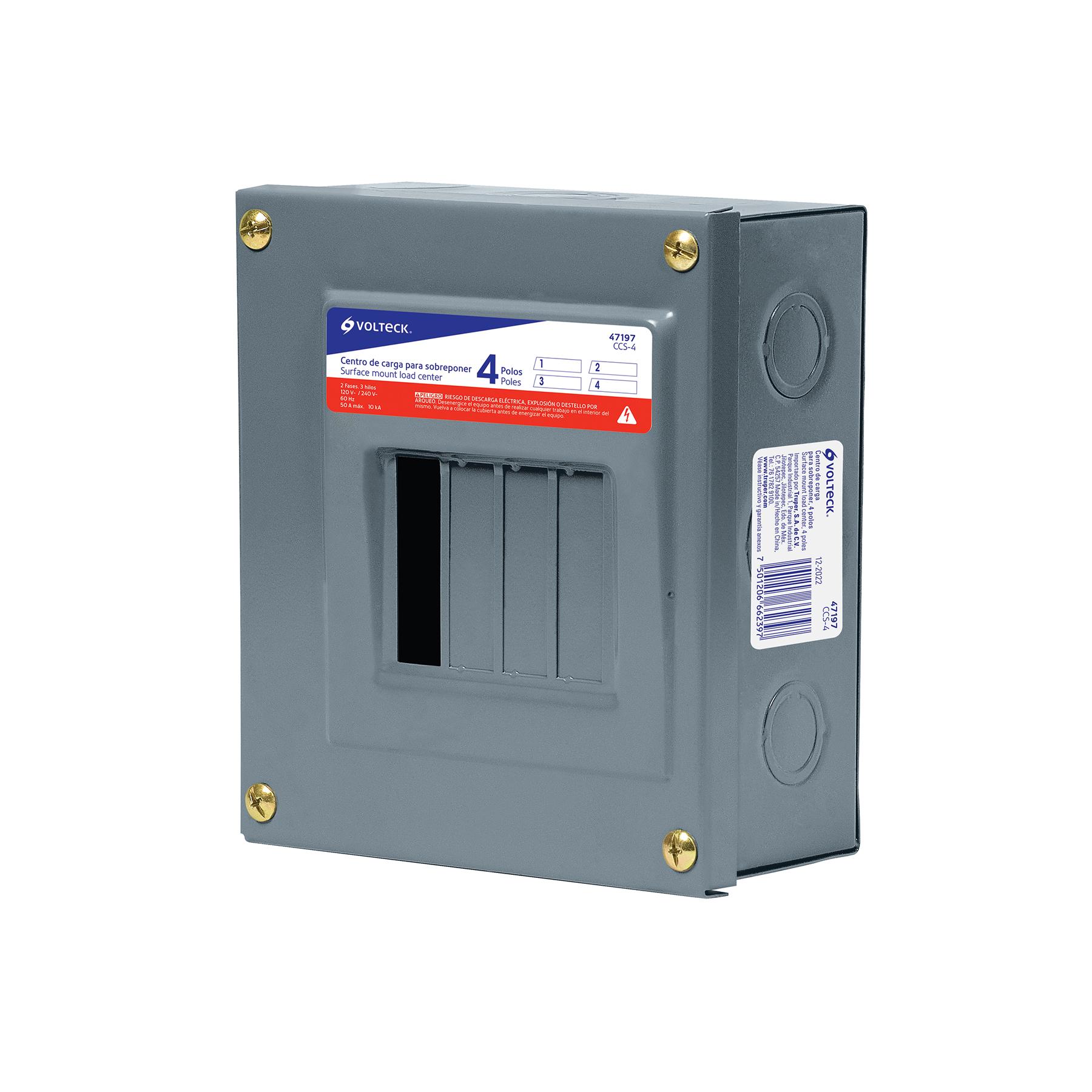 CENTRO DE CARGA DE SOBREPONER, 4 POLOS, VOLTECK