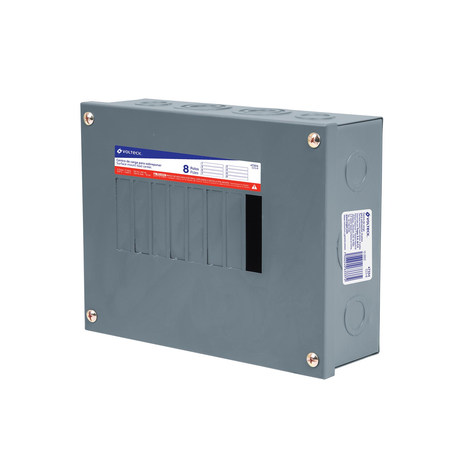 CENTRO DE CARGA DE SOBREPONER, 8 POLOS, VOLTECK