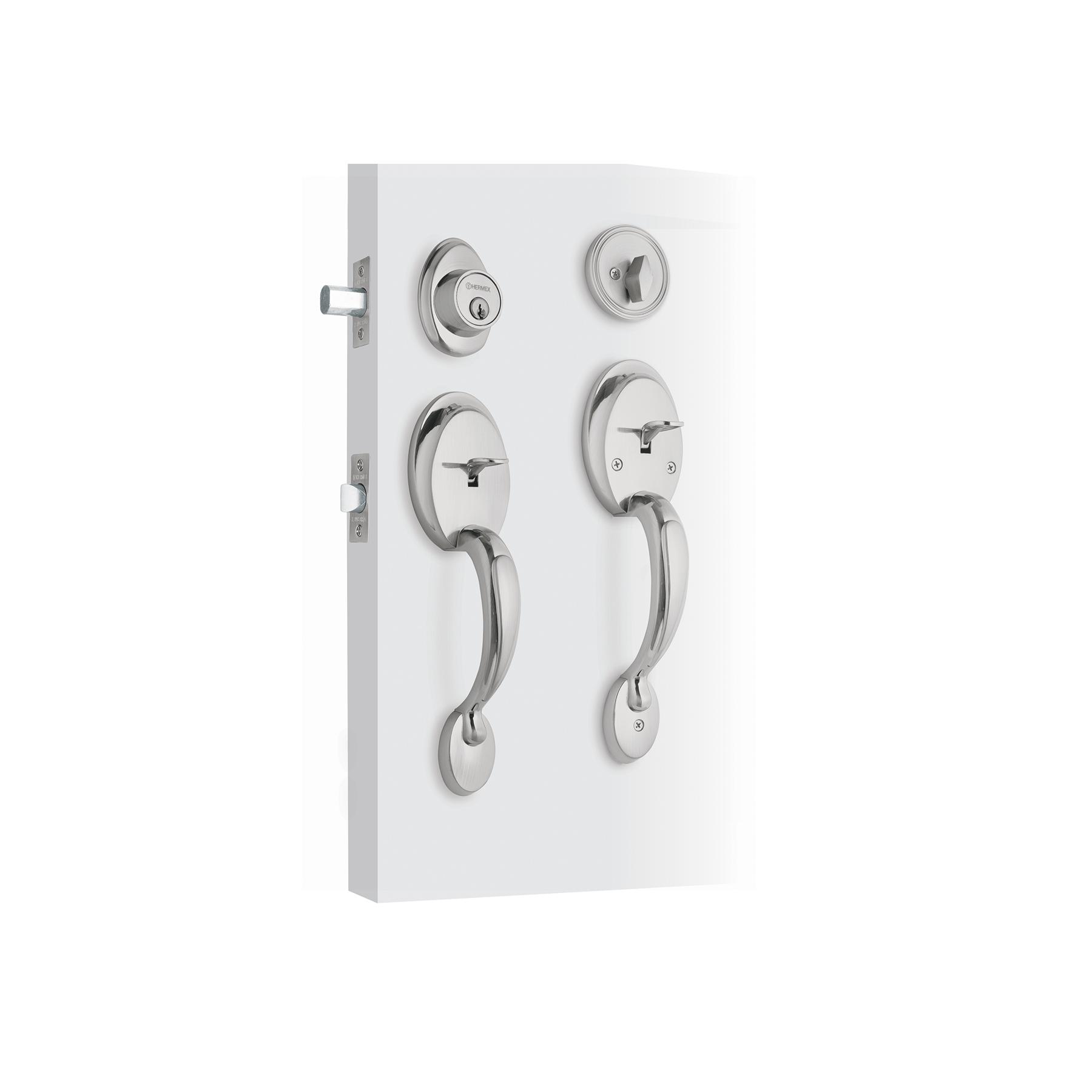 DOBLE JALADERA, PERILLA Y CERROJO MARIPOSA, CROMO MATE,BASIC