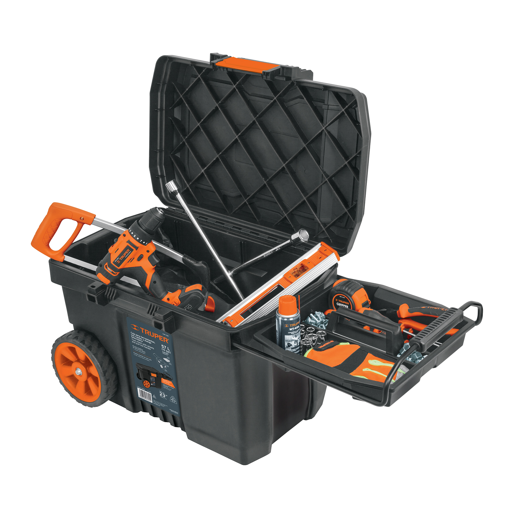 CAJA PARA HERRAMIENTA DE 23' CON RUEDAS Y MANGO TELESCÓPICO