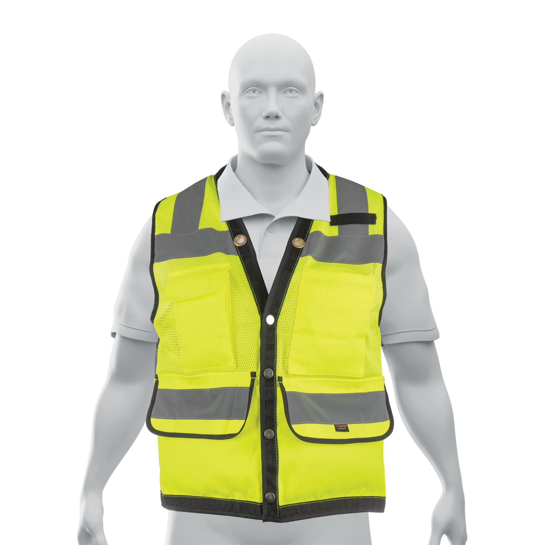 CHALECO SEGURIDAD REFORZADO VERDE CON BOLSAS, M, EXPERT