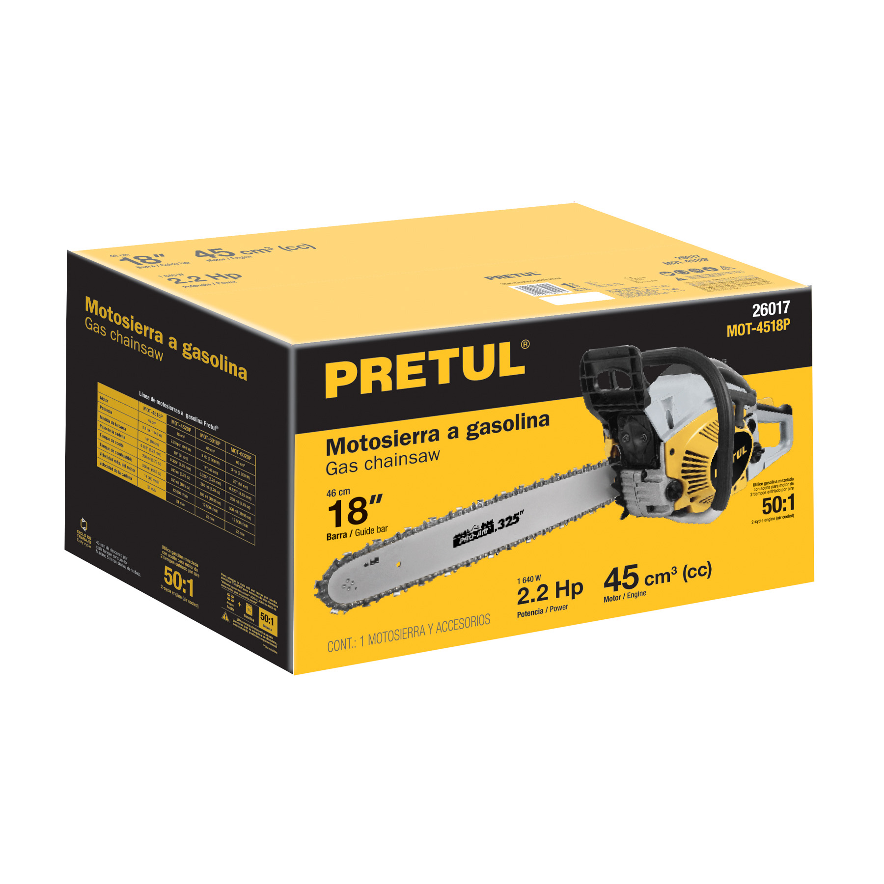 CAJA DE EMPAQUE DE REPUESTO PARA MOT-4518P, PRETUL