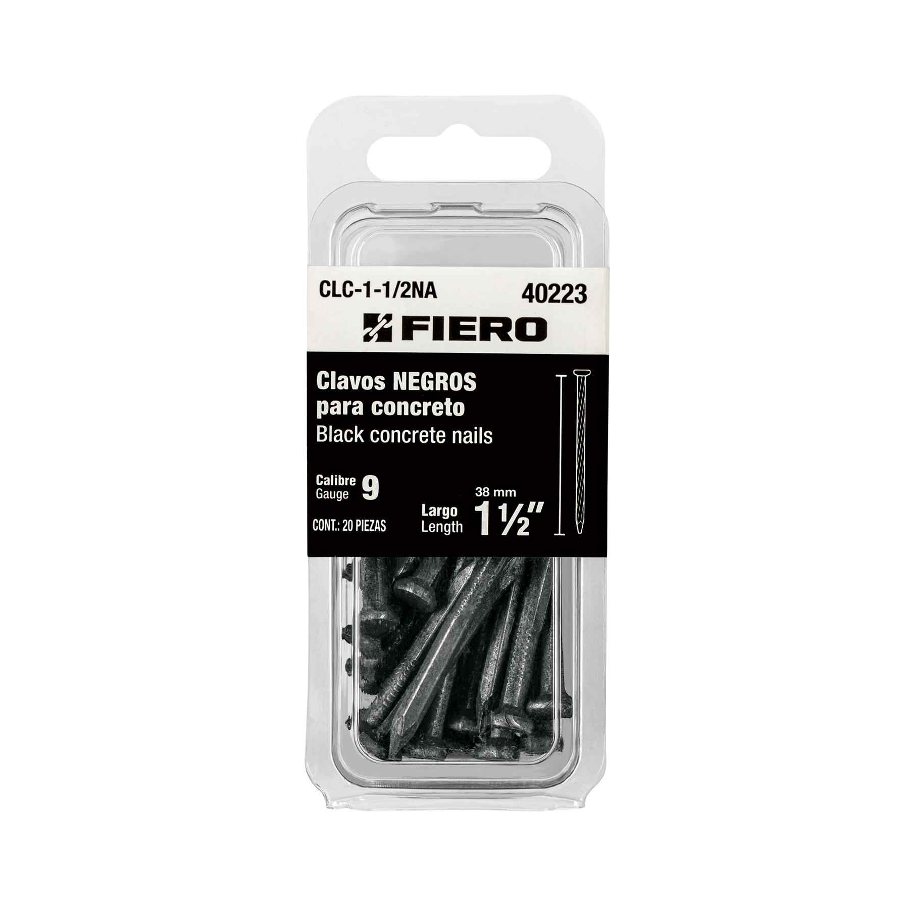 "BLÍSTER 20 CLAVOS NEGROS CONCRETO 1-1/2"""