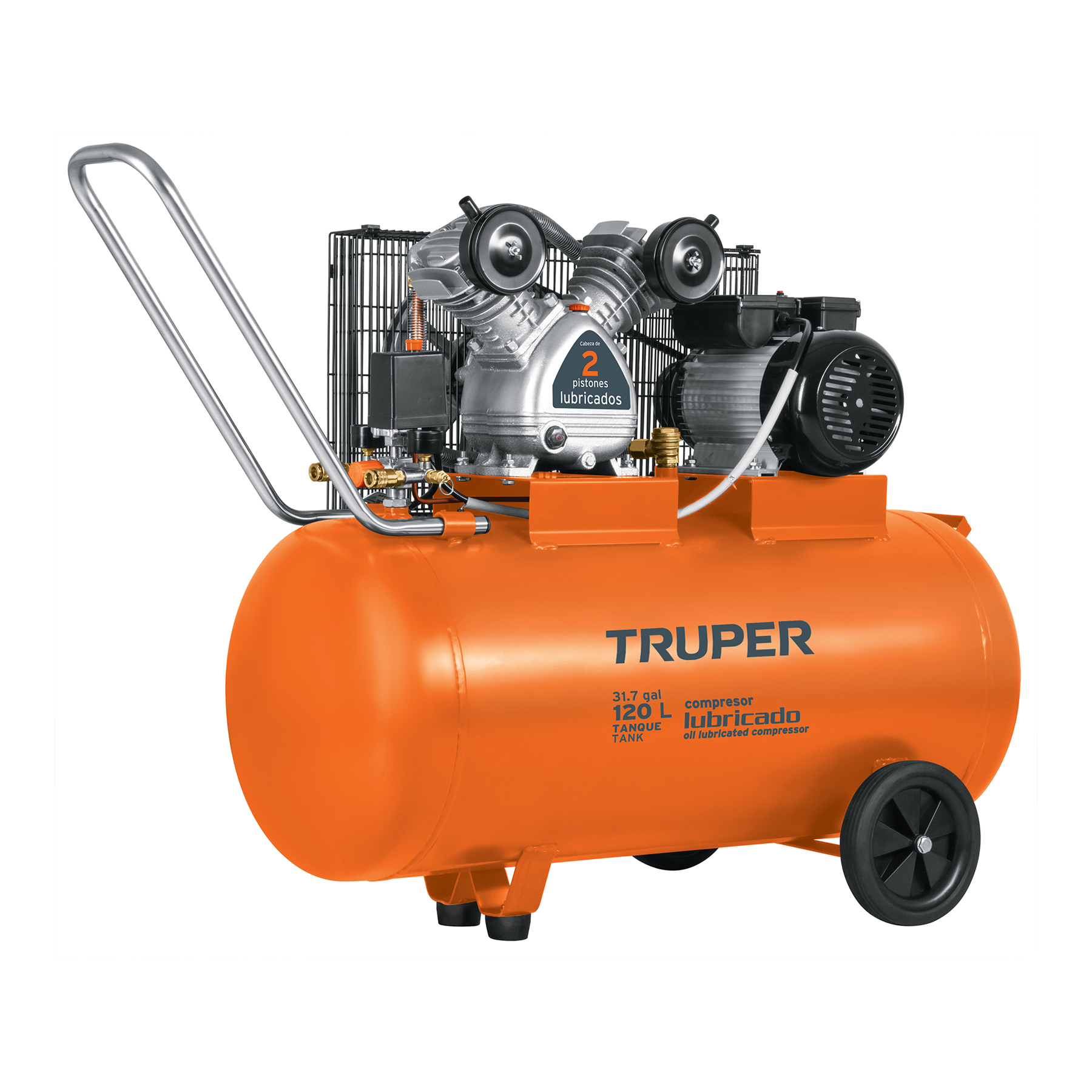 COMPRESOR LUBRICADO BANDA, HORIZONTAL 120L, 4HP 220V TRUPER