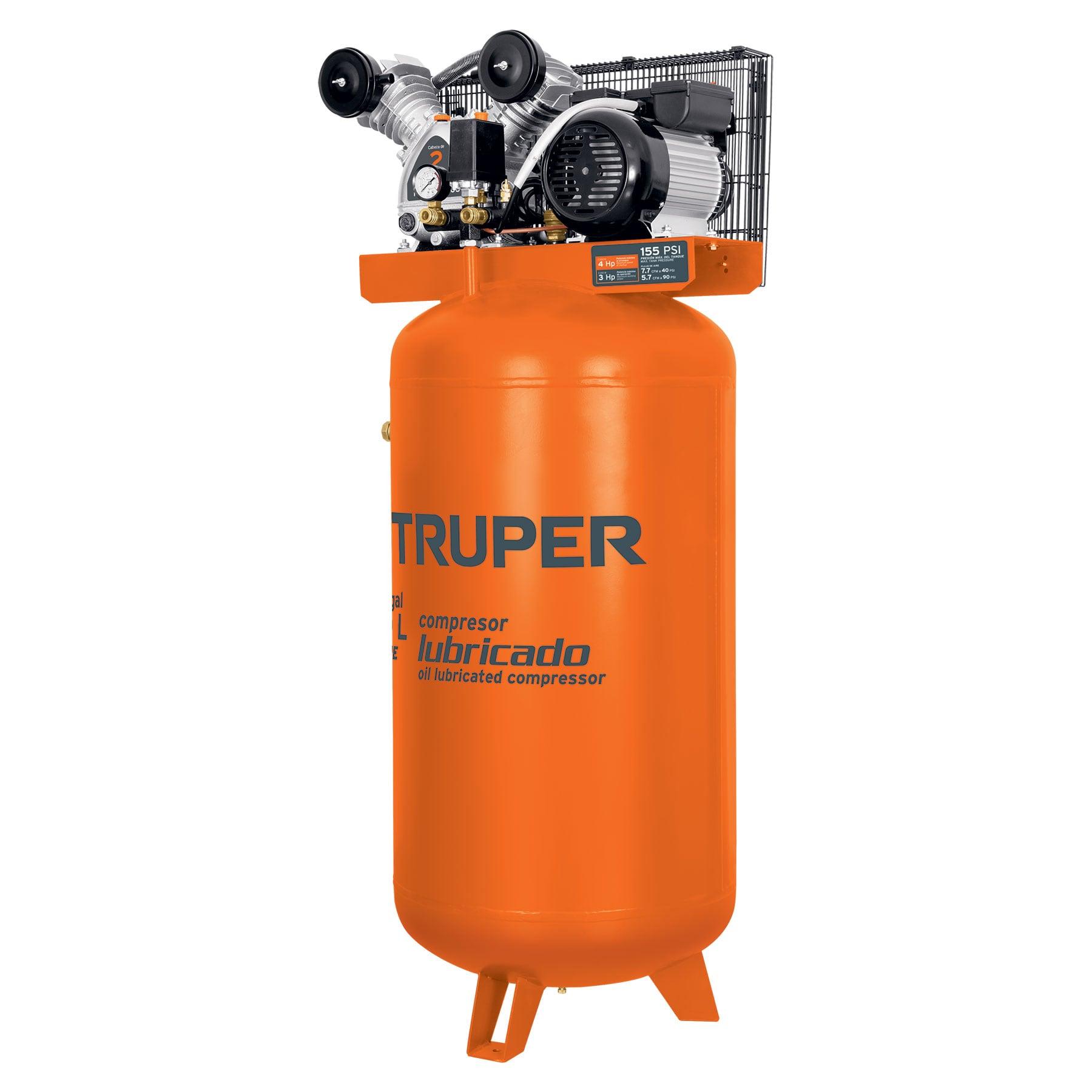 COMPRESOR LUBRICADO DE BANDA, VERTICAL 180L, 4HP 220V TRUPER