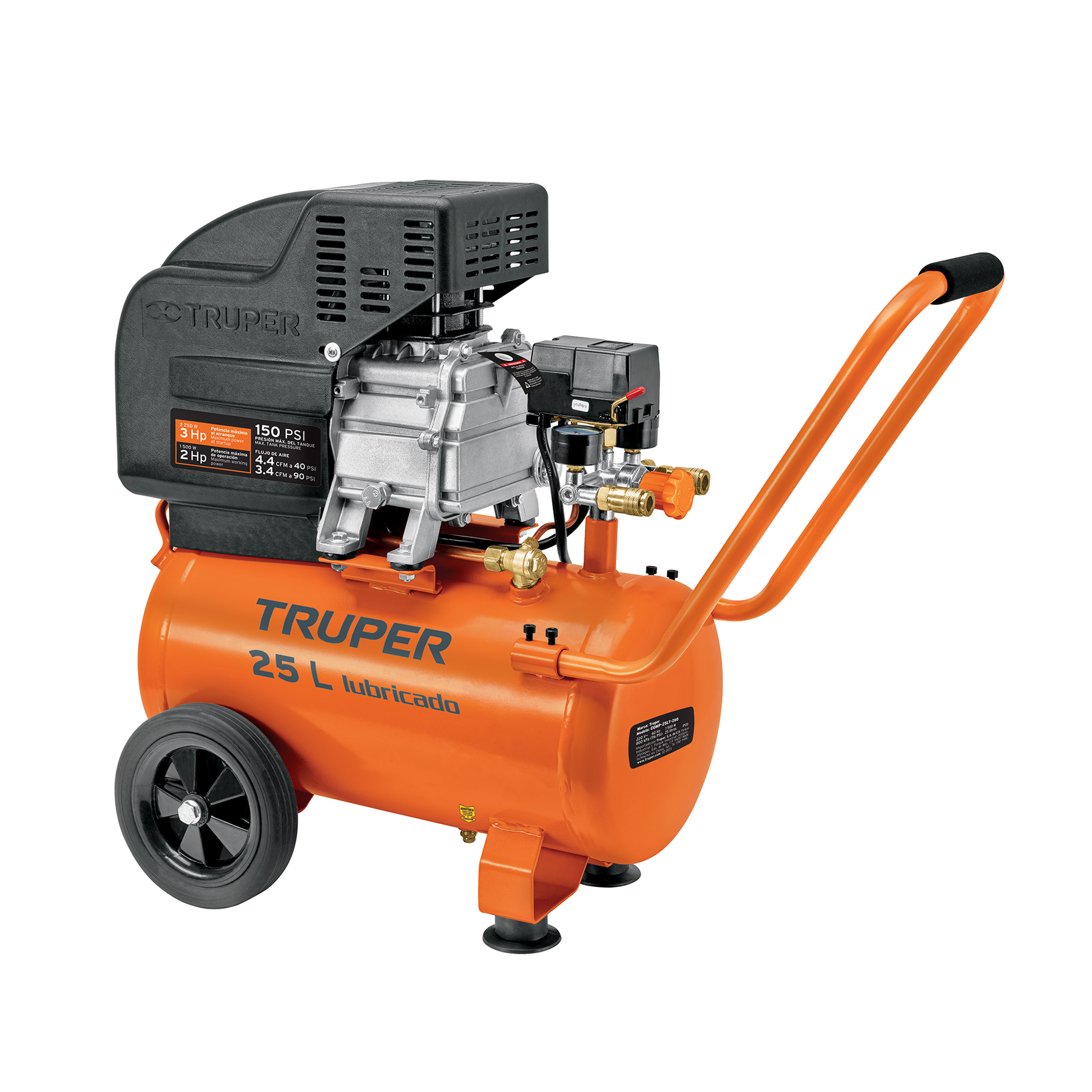 COMPRESOR HORIZONTAL 25L, 3 HP (POTENCIA MÁXIMA), 127 V