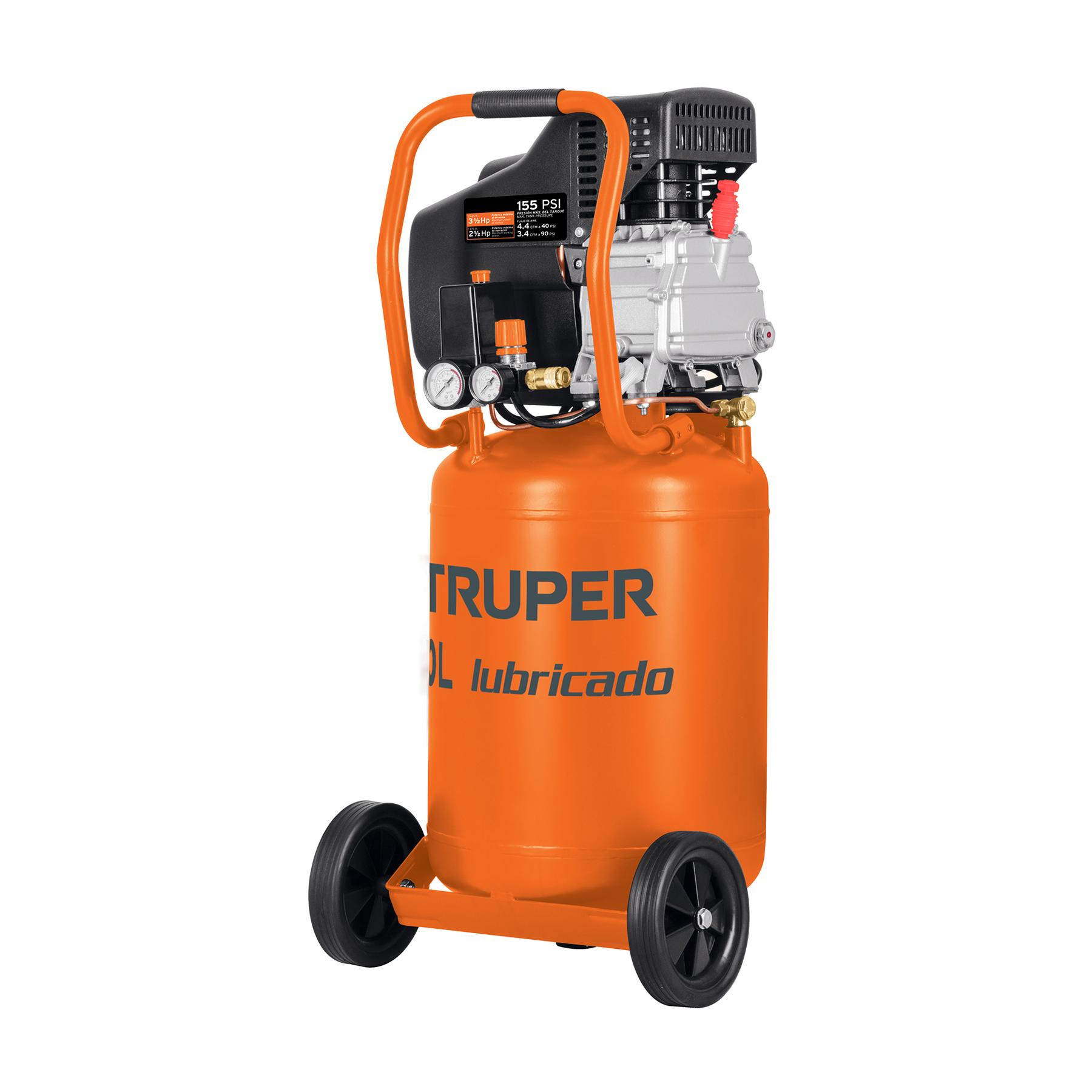 COMPRESOR LUBRICADO BANDA, VERTICAL 50L, 3-1/2HP 127V TRUPER