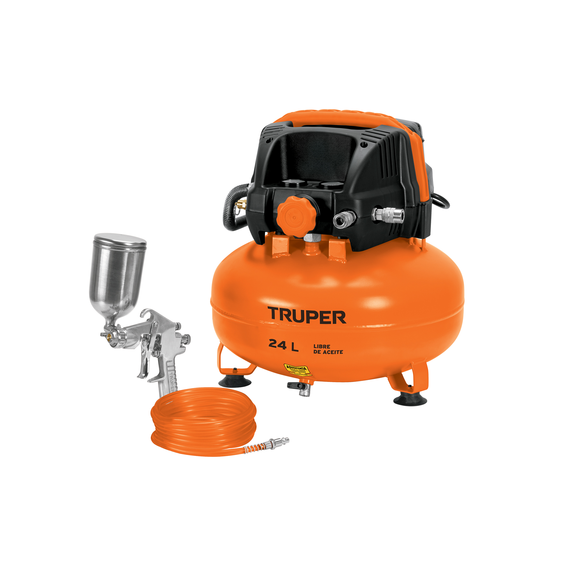 COMPRESOR DE AIRE LIBRE DE ACEITE, 24 L, 2-2/3 HP, CON MANGUERA Y PISTOLA PARA PINTAR