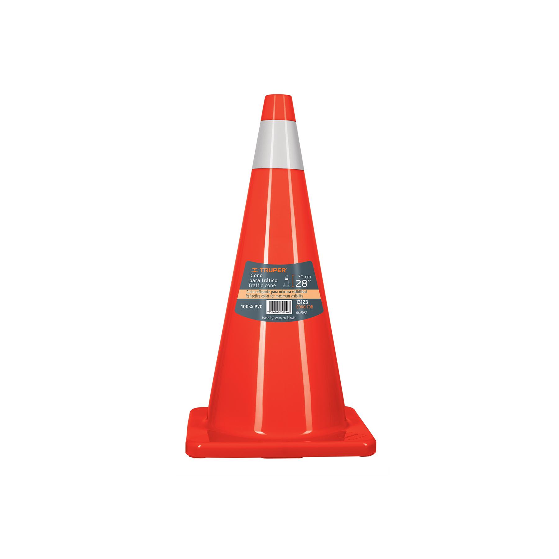 CONO DE PRECAUCIÓN DE 70 CM DE PVC CON REFLEJANTE, TRUPER