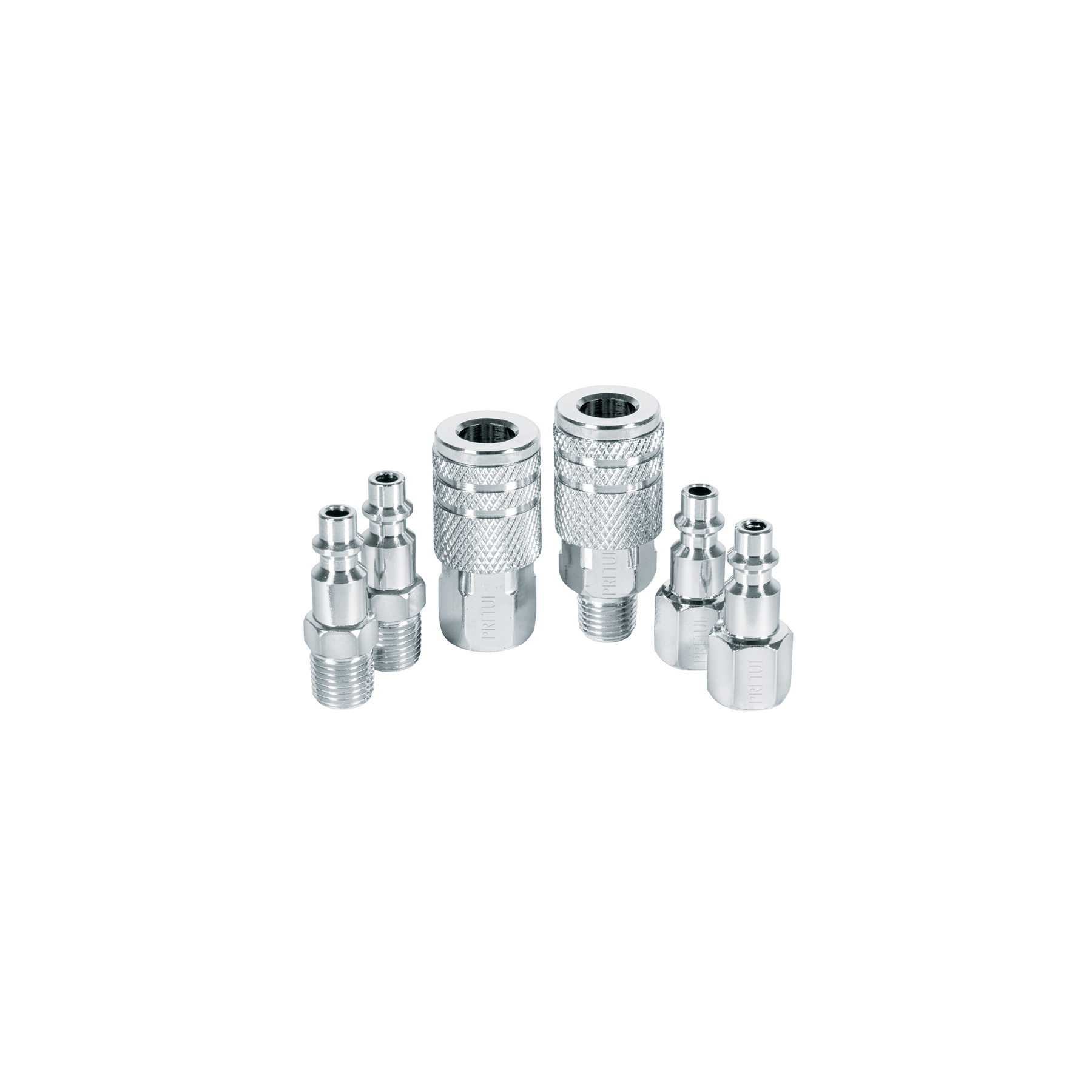 JUEGO DE 4 CONECTORES Y 2 COPLES, COMPRESOR DE AIRE, PRETUL