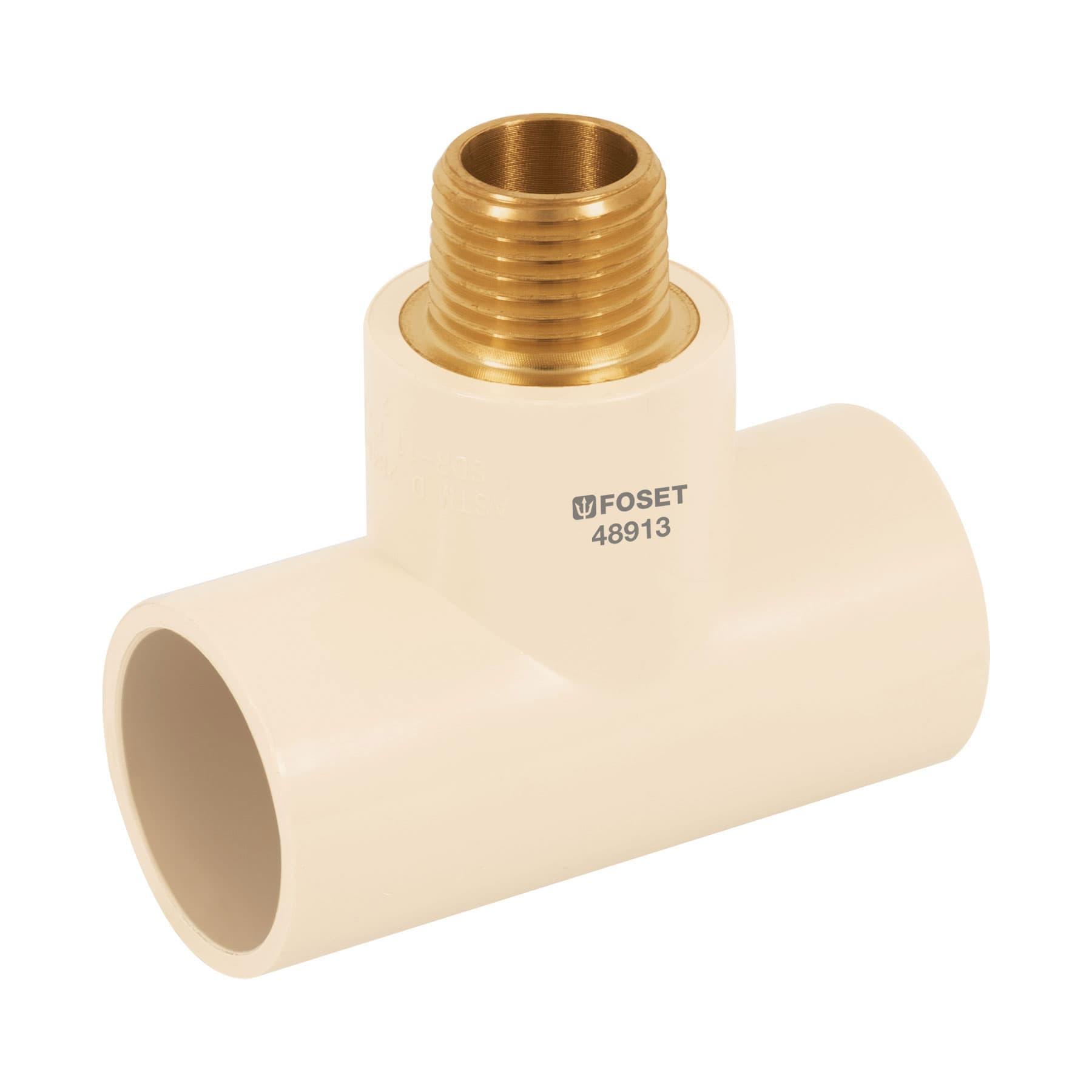 TEE REDUCIDA MACHO DE CPVC 1' X 1' X 1/2' INSERTO LATÓN