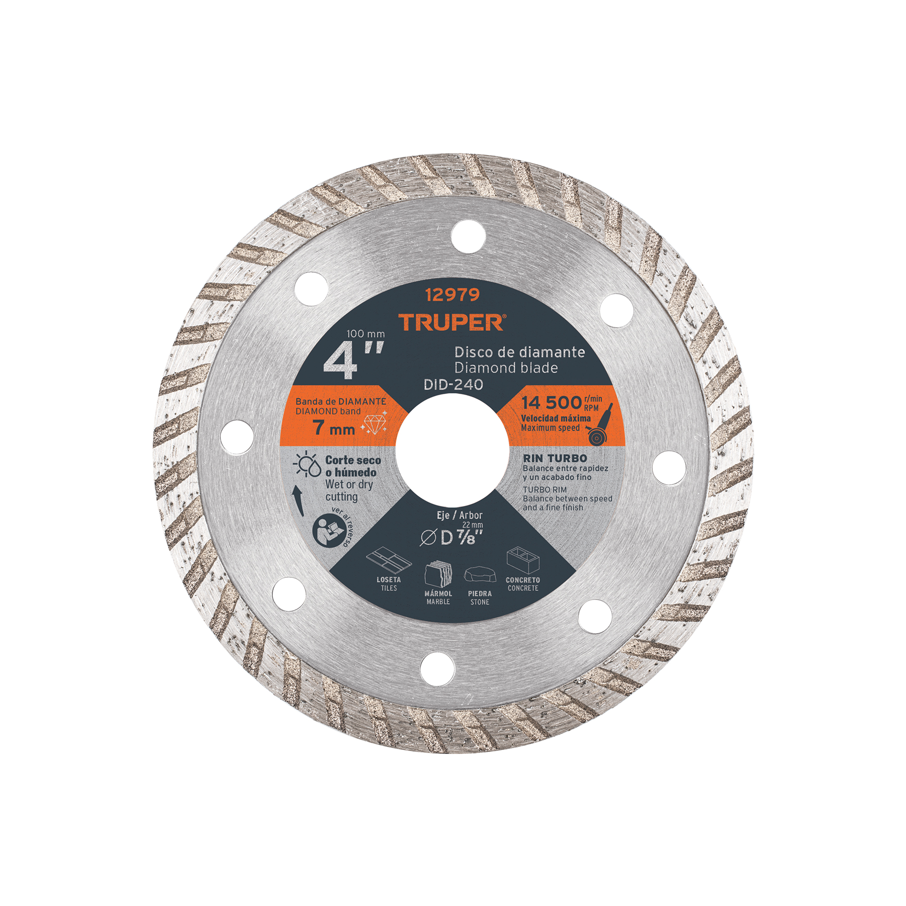 DISCO DE DIAMANTE DE 4' X 2.2 MM RIN TURBO, TRUPER