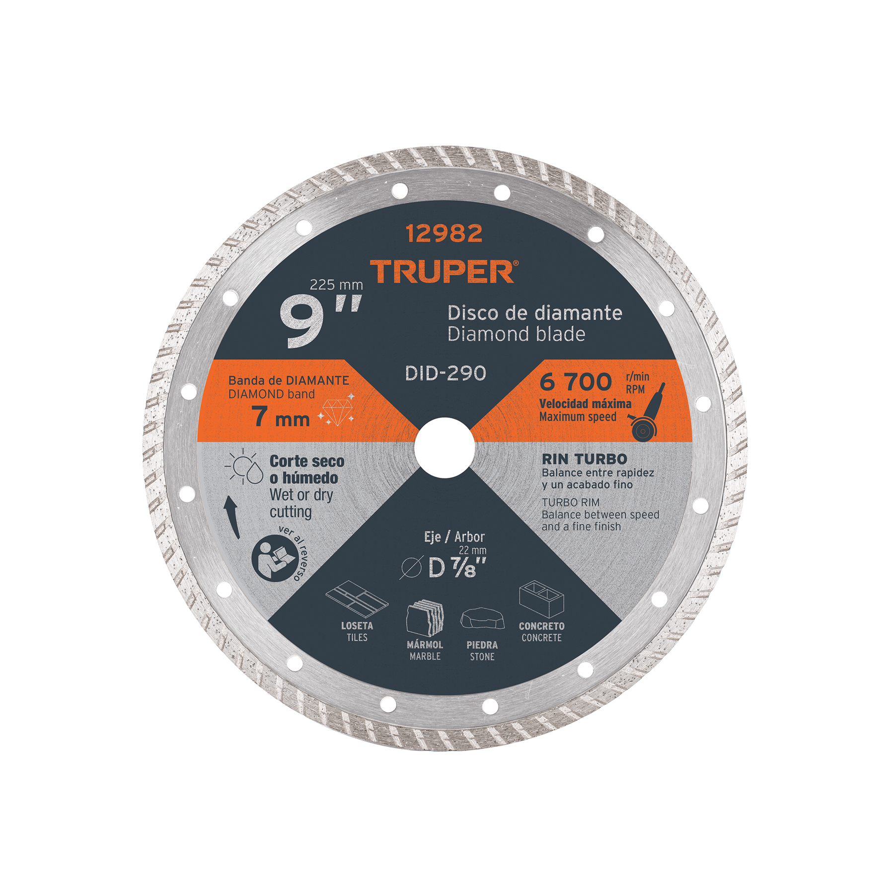 DISCO DE DIAMANTE DE 9' X 3 MM RIN TURBO, TRUPER