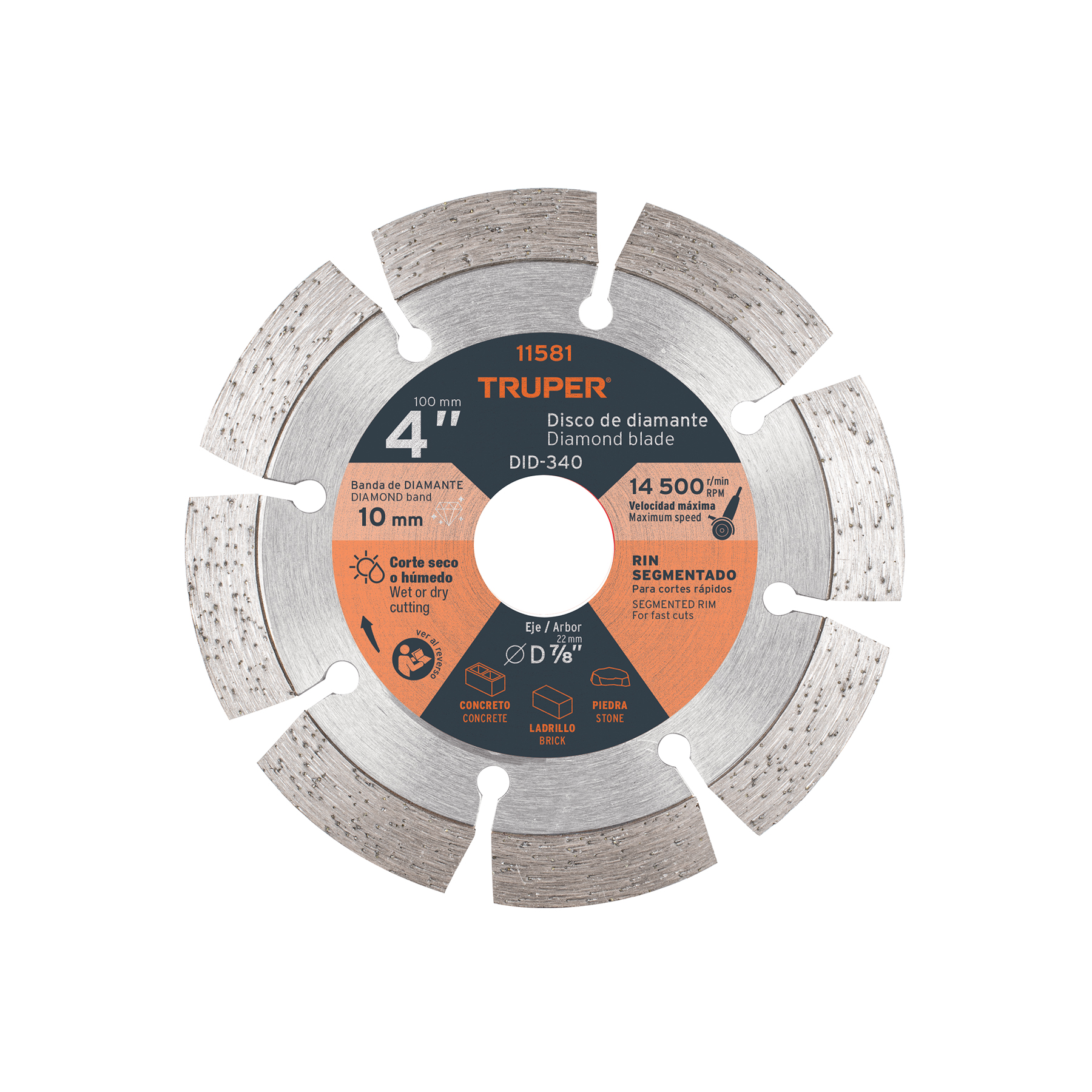 DISCO DE DIAMANTE DE 4' X 2.1 MM RIN SEGMENTADO, TRUPER