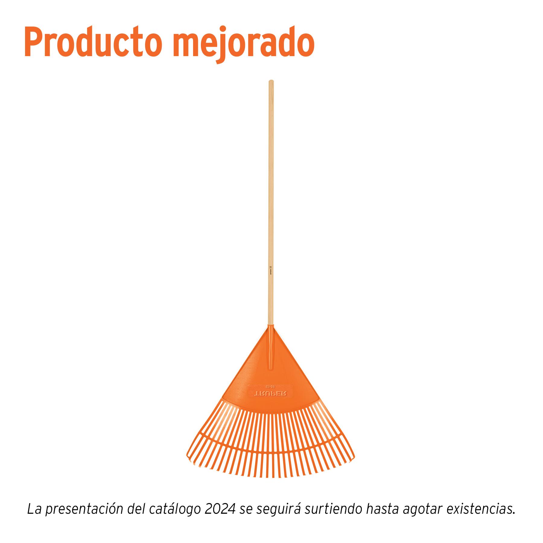ESCOBA PLÁSTICA PARA JARDÍN, FLEXIBLE, 30 DIENTES, MANGO 48'
