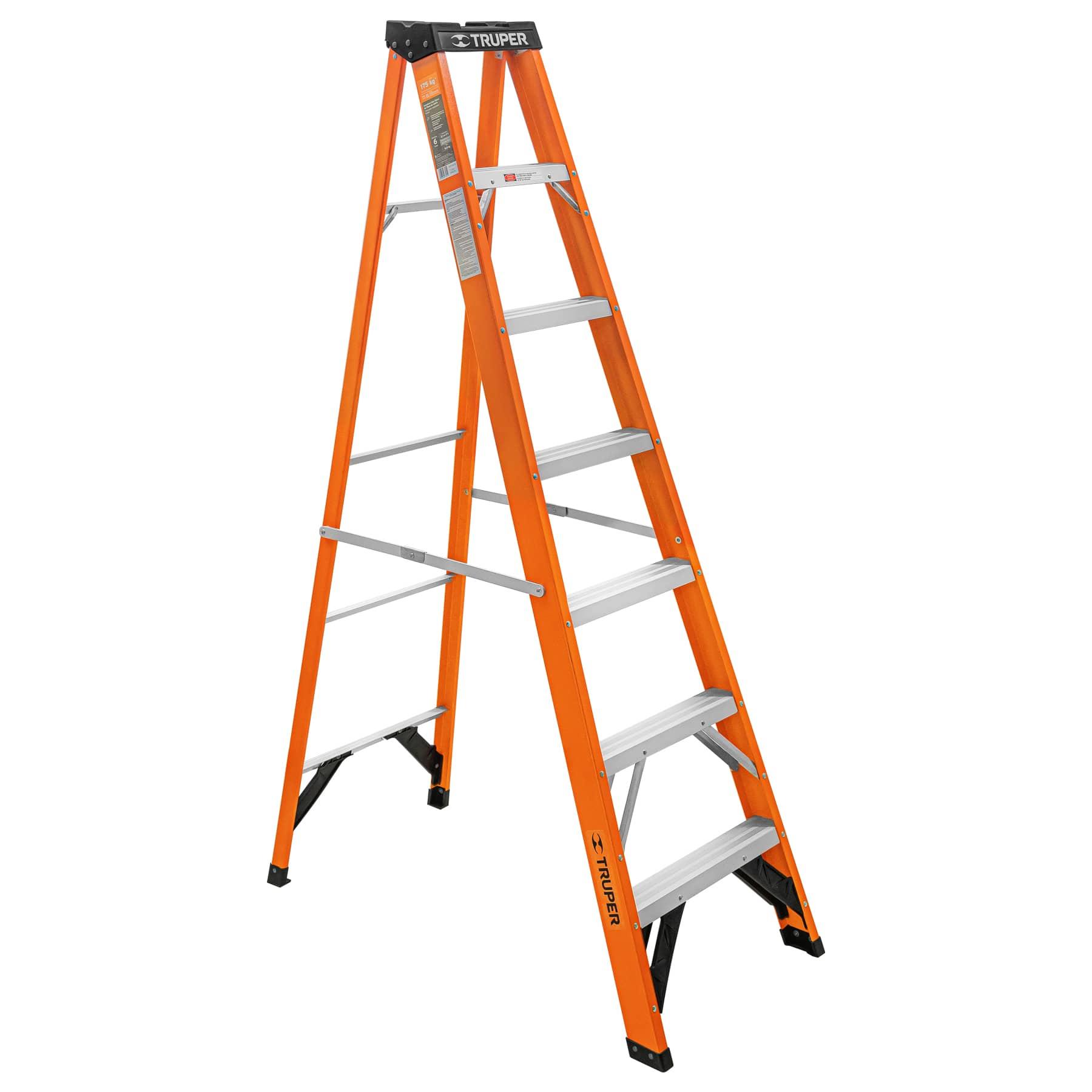 ESCALERA DE TIJERA, TIPO LL, 6 PELDAÑOS, FIBRA DE VIDRIO