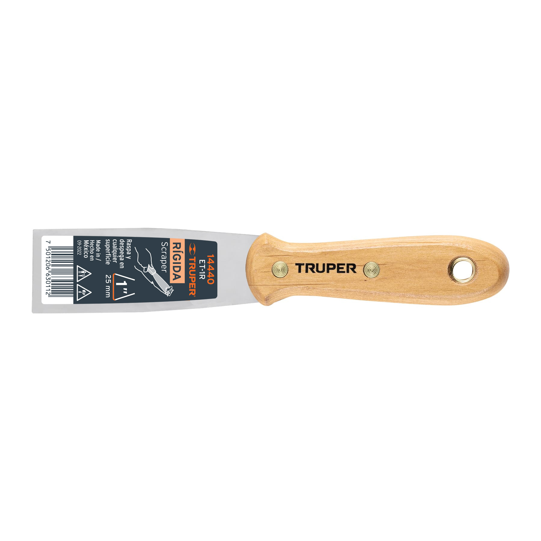 ESPÁTULA RÍGIDA 1' CON MANGO DE MADERA, TRUPER