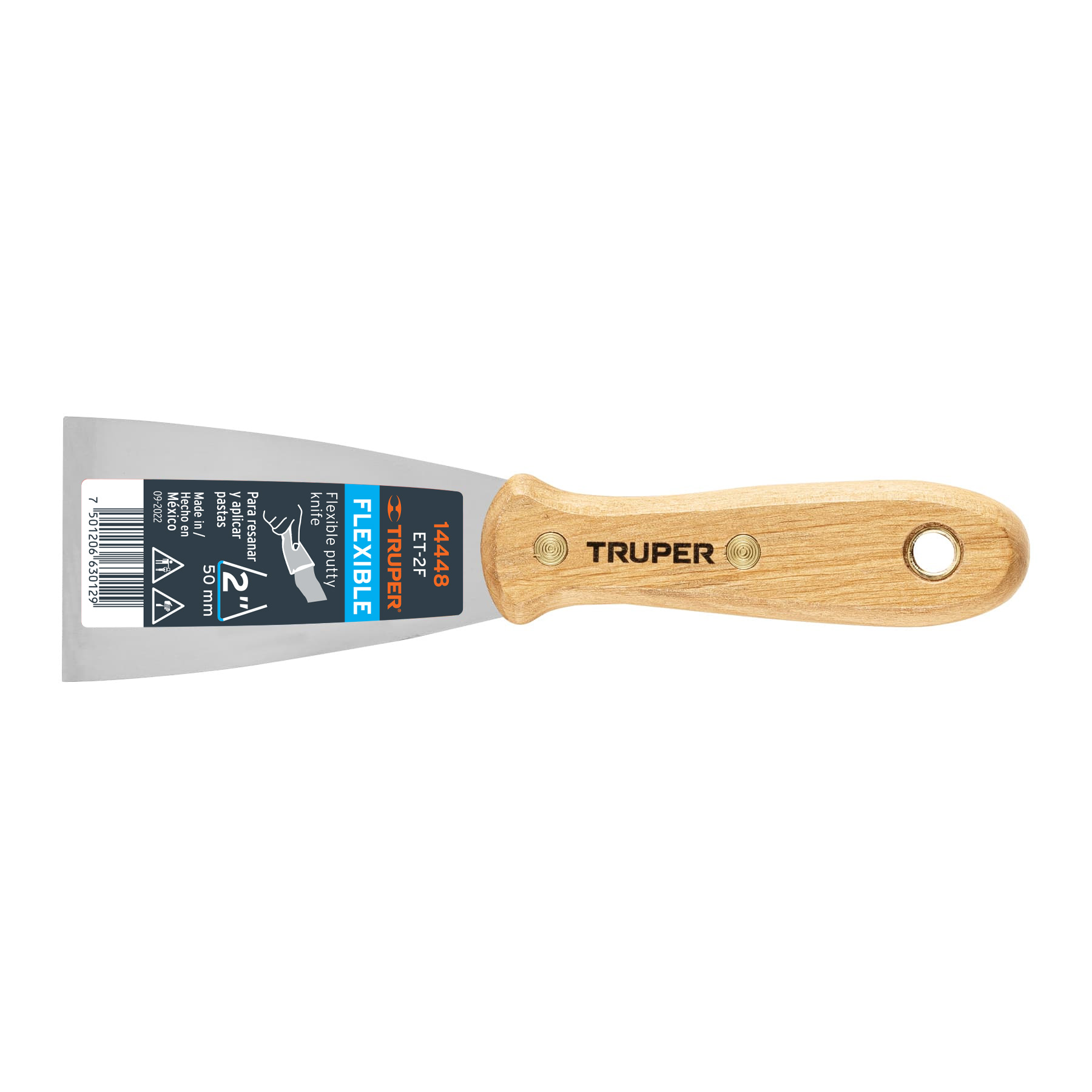 ESPÁTULA FLEXIBLE 2' CON MANGO DE MADERA, TRUPER