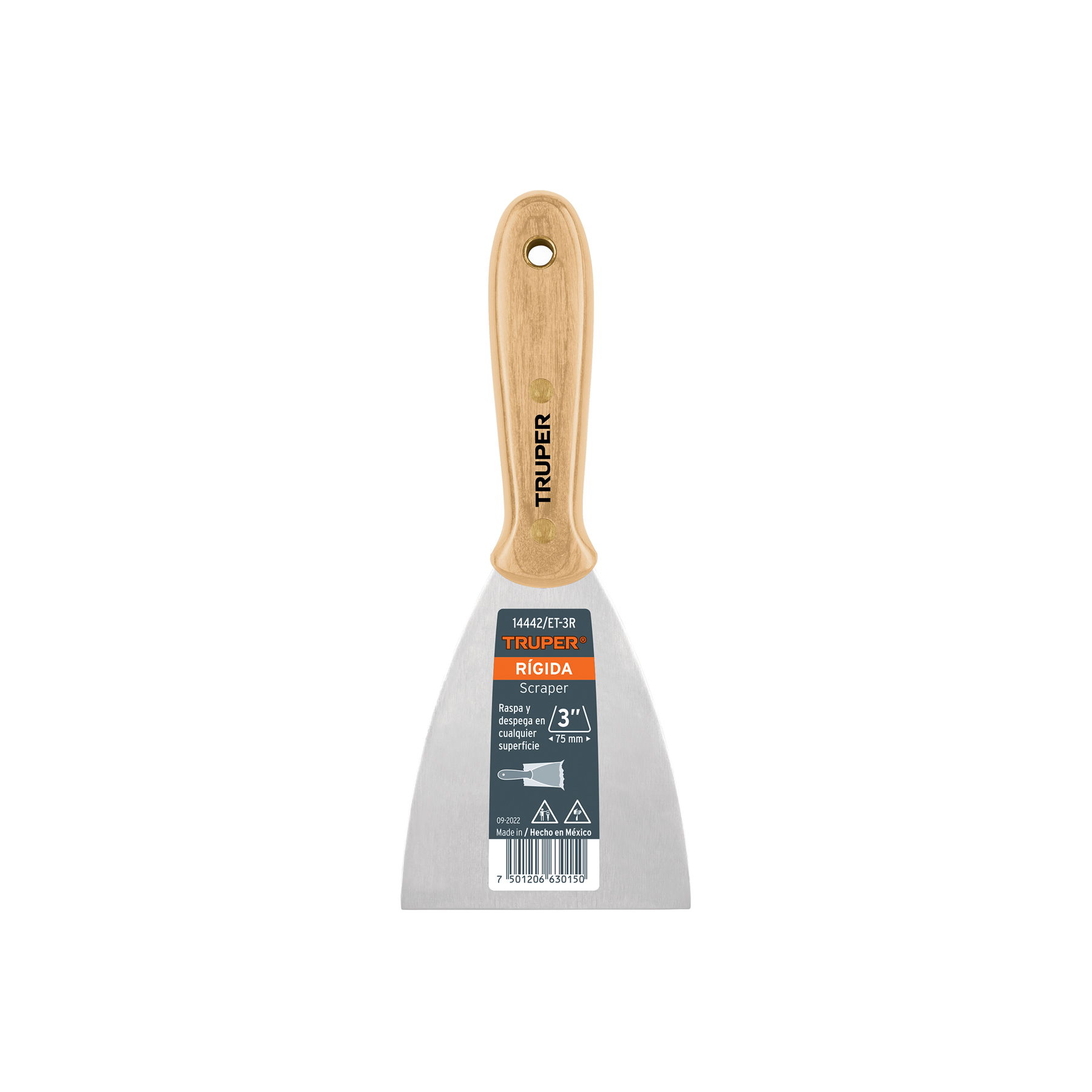 ESPÁTULA RÍGIDA 3' CON MANGO DE MADERA, TRUPER