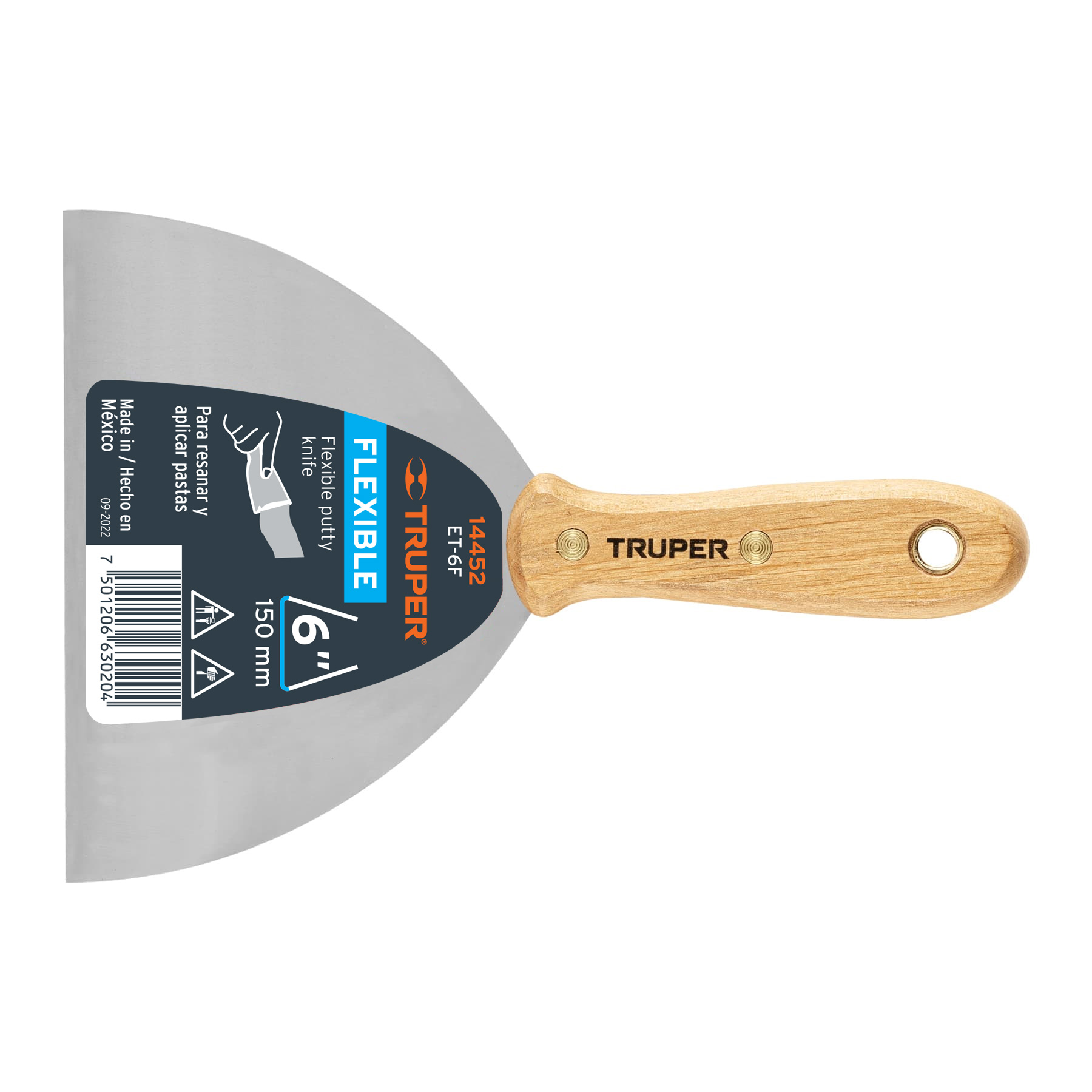 ESPÁTULA FLEXIBLE 6' CON MANGO DE MADERA, TRUPER