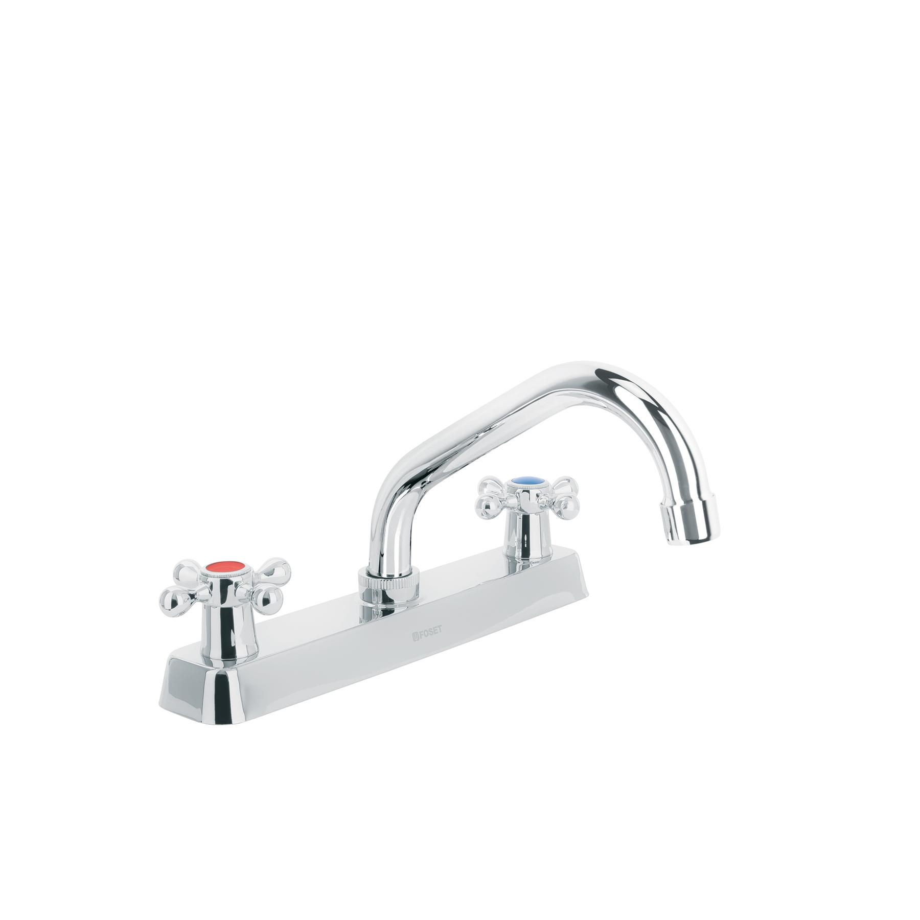 MEZCLADORA 8' P/FREGADERO, CUELLO CORTO, MANERALES CRUCETA