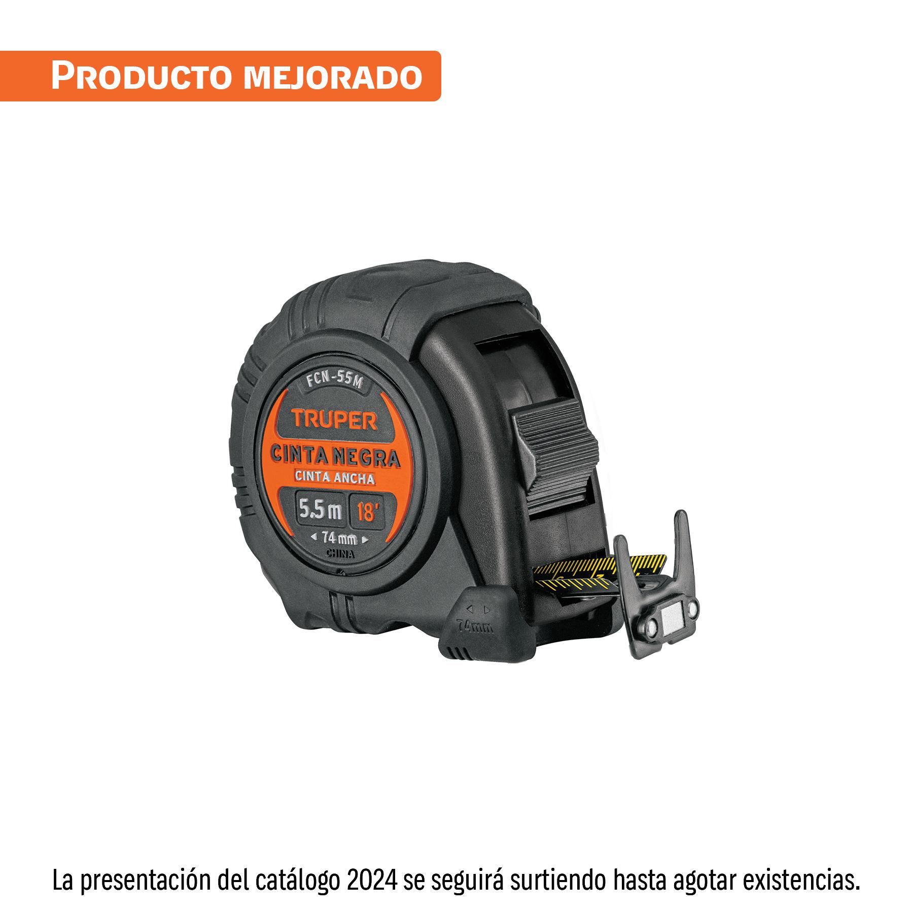 FLEXÓMETRO CONTRA IMPACTOS CINTA NEGRA X-ANCHA 27 MM 5.5 M