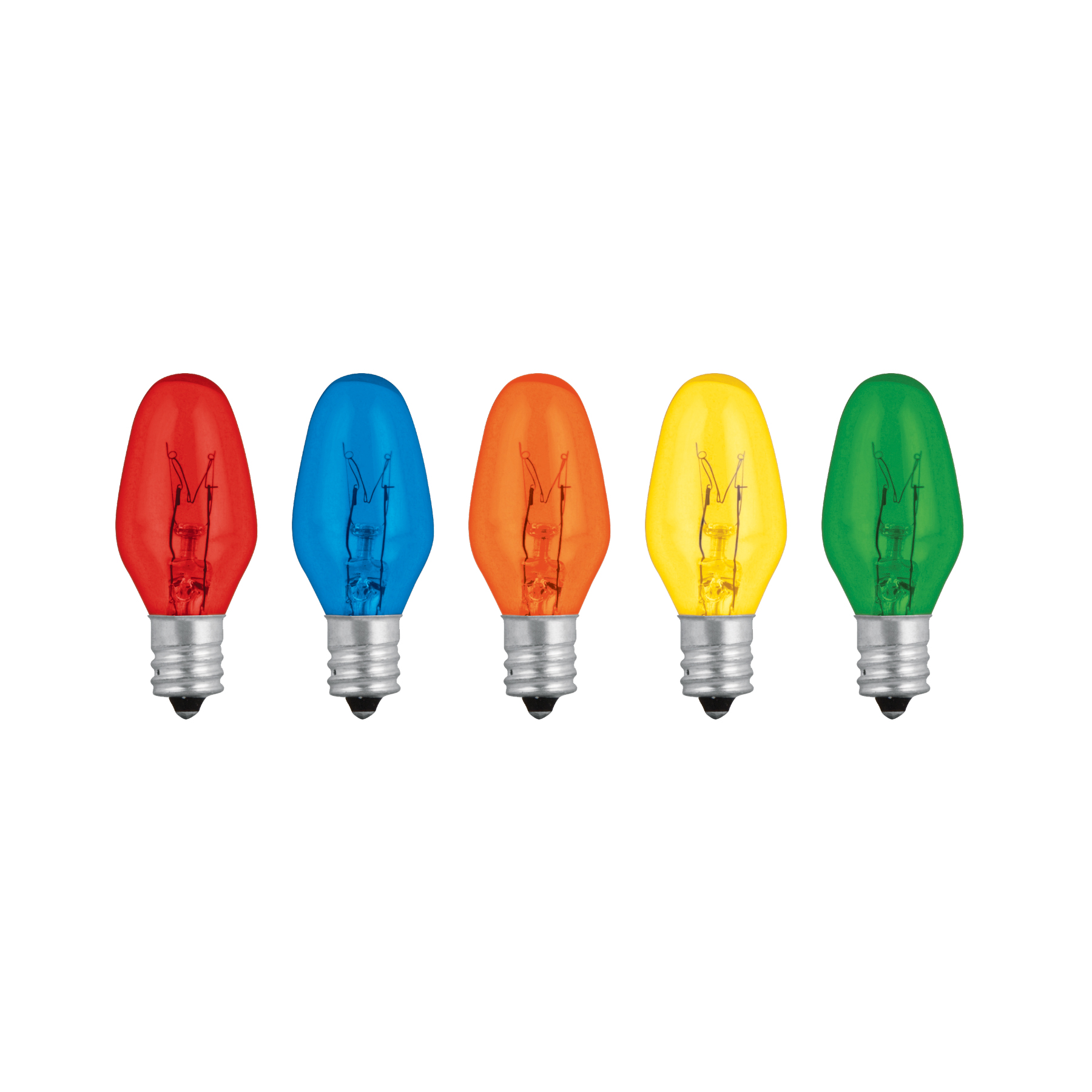 CAJA CON 50 FOCOS INCANDESCENTES DE COLORES BASE E12 7.5W
