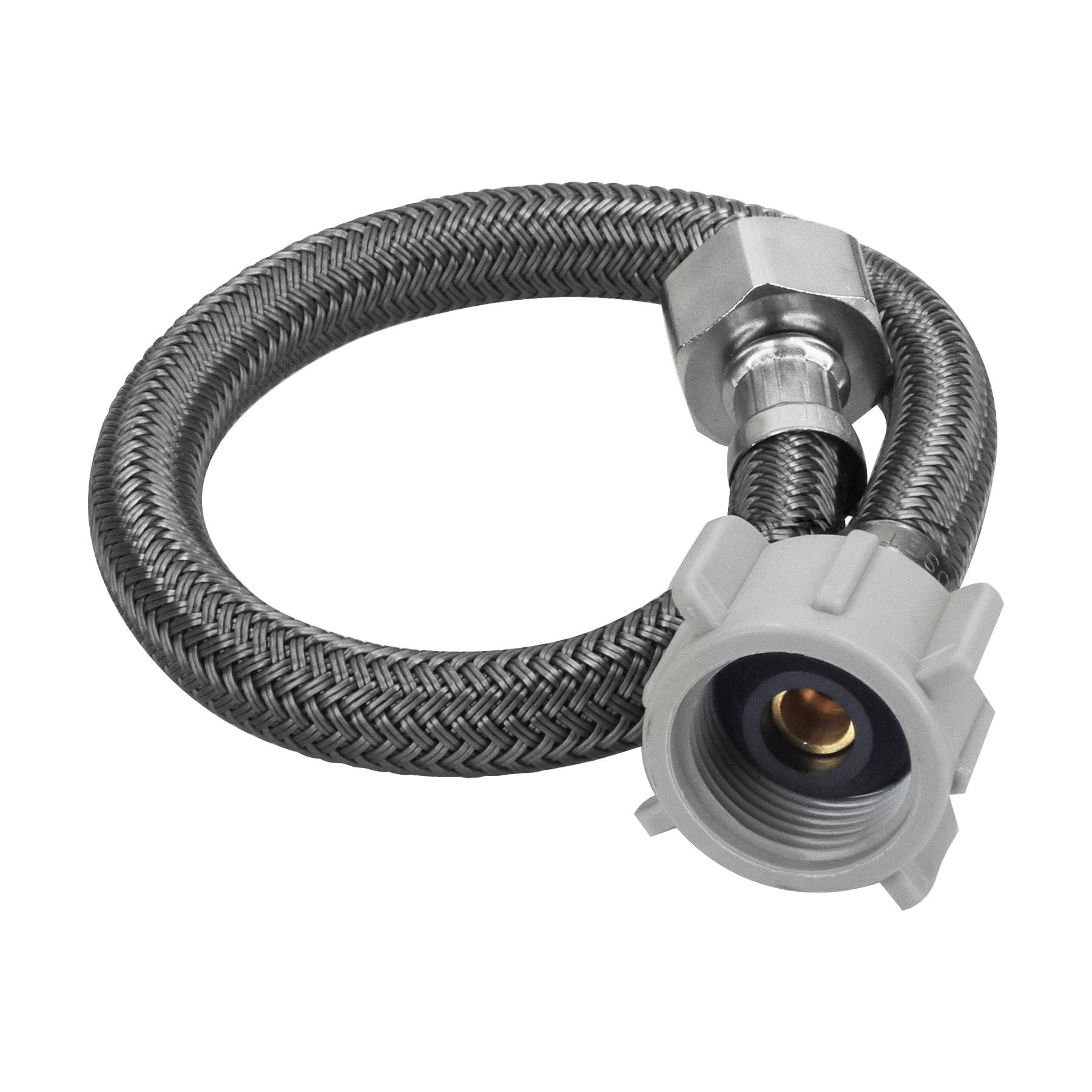 MANGUERA PARA WC, VINILO, 1/2'X7/8', 35CM, CONECTOR PLÁSTICO