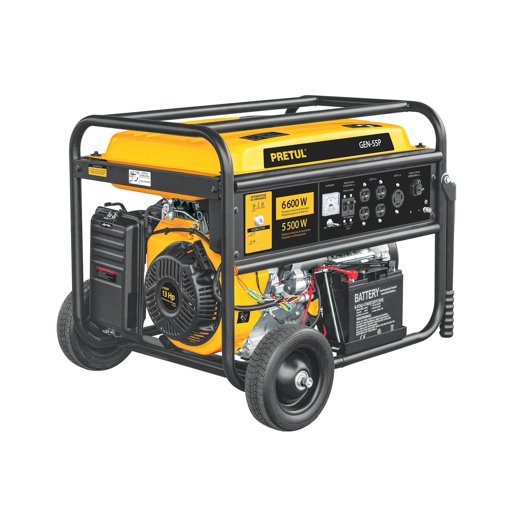 GENERADOR PORTÁTIL 6.6 KW MOTOR A GASOLINA, PRETUL