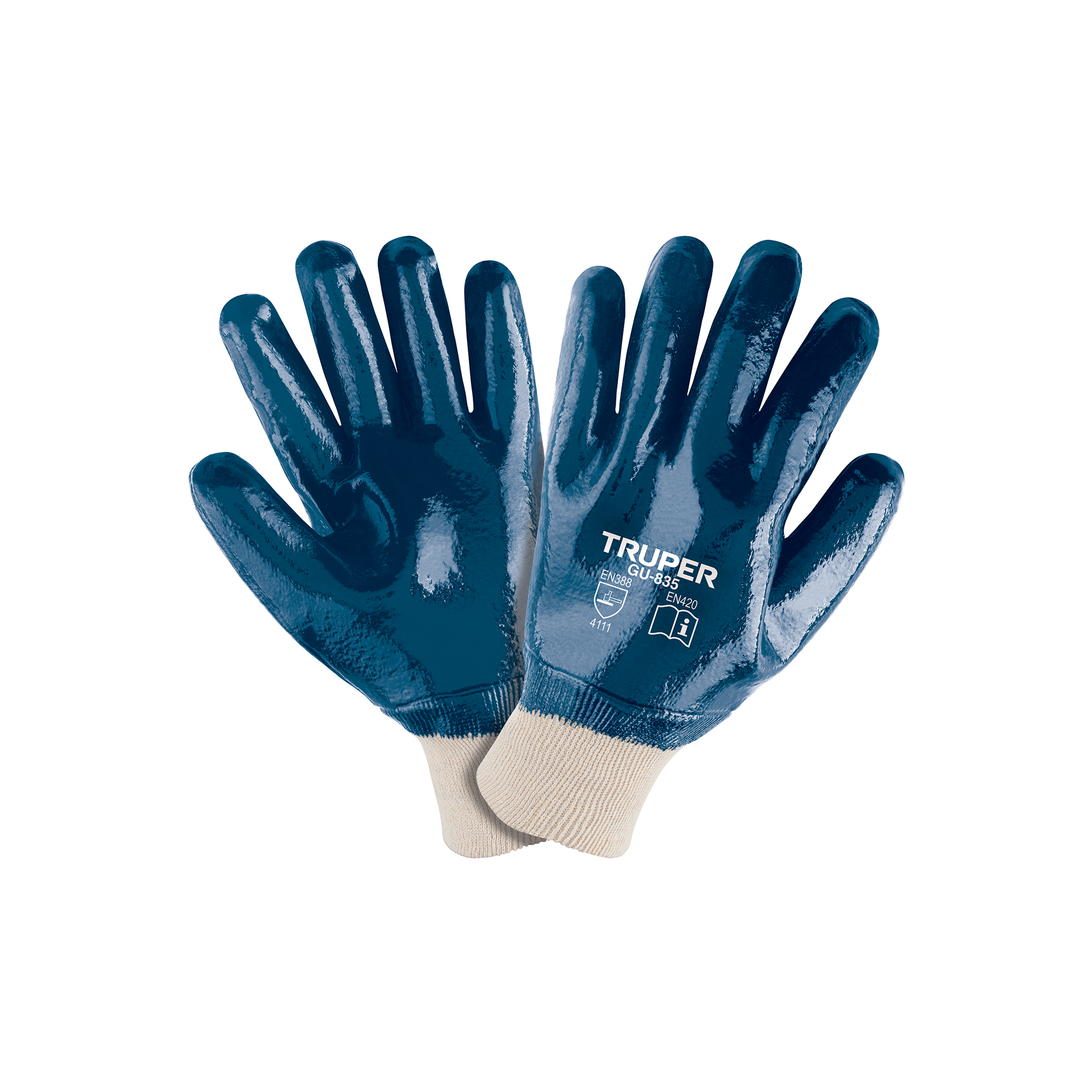 GUANTES DE ALGODÓN RECUBIERTOS DE NITRILO PUÑO TEJIDO,TRUPER