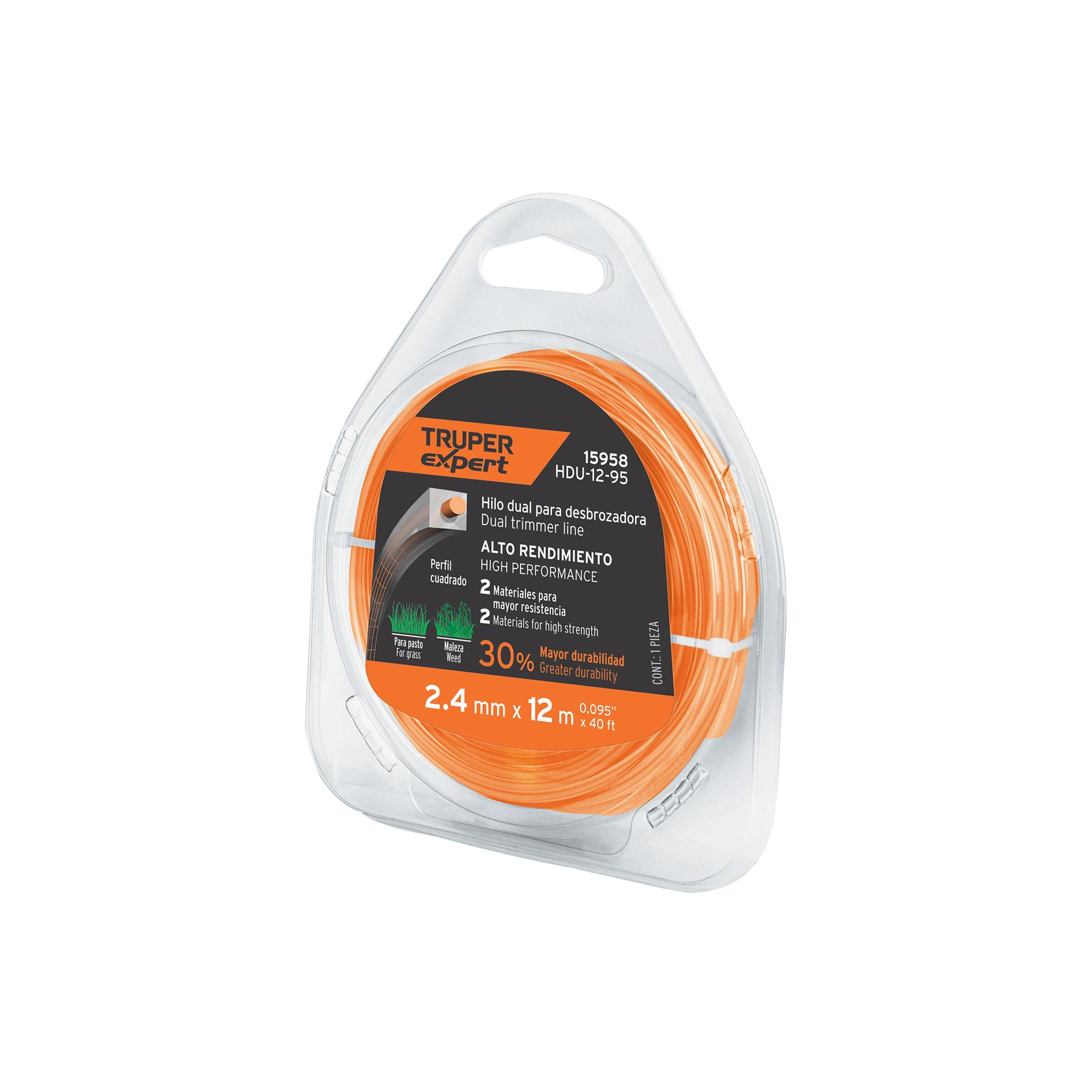 ROLLO DE HILO PARA DESBROZADORA, 2.4 MM X 12M, TRUPER EXPERT