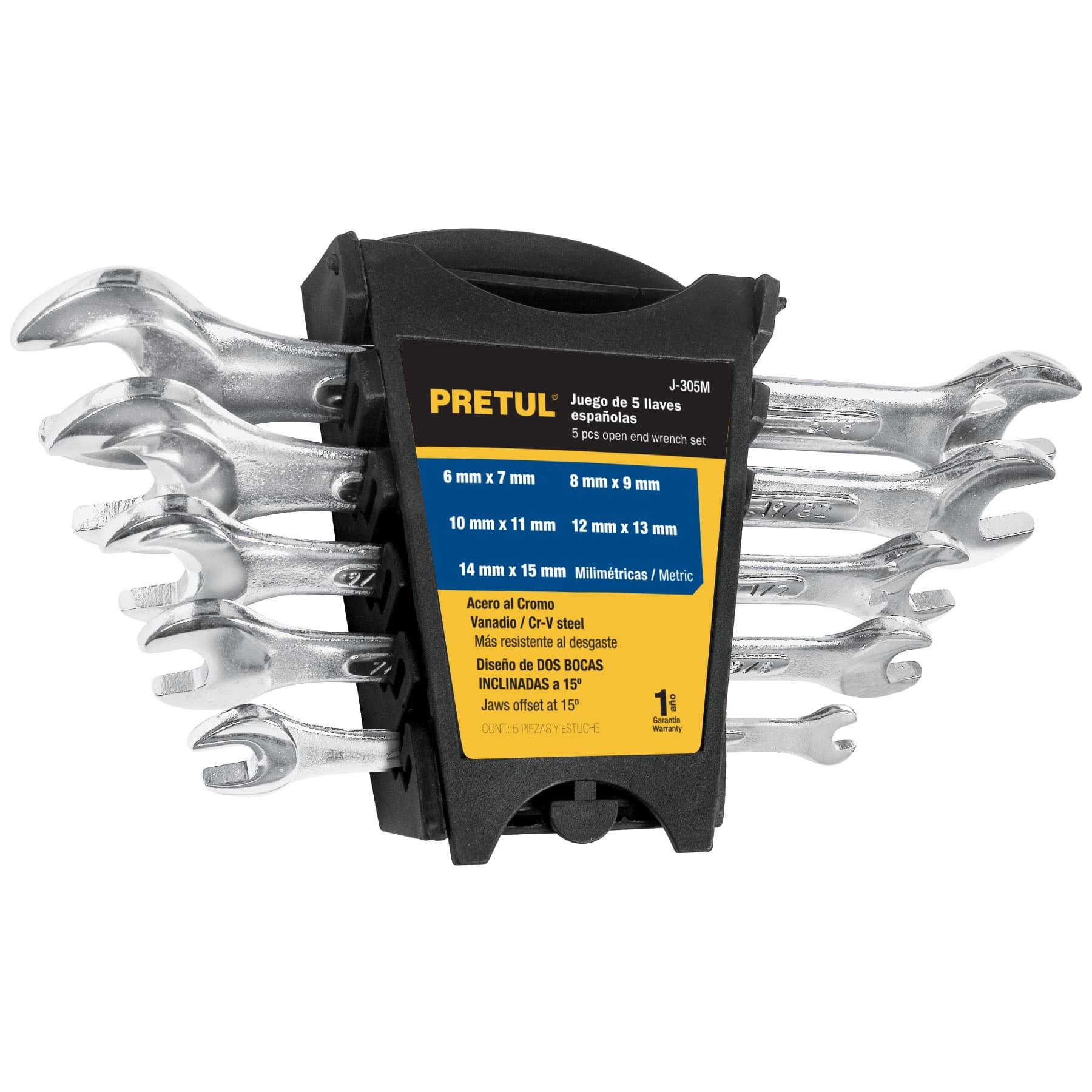 JUEGO DE 5 LLAVES ESPAÑOLAS MM, PRETUL