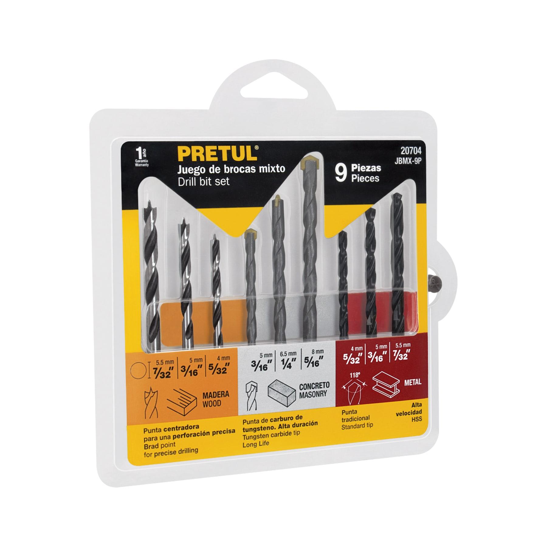 JUEGO PRETUL MIXTO DE 9 BROCAS