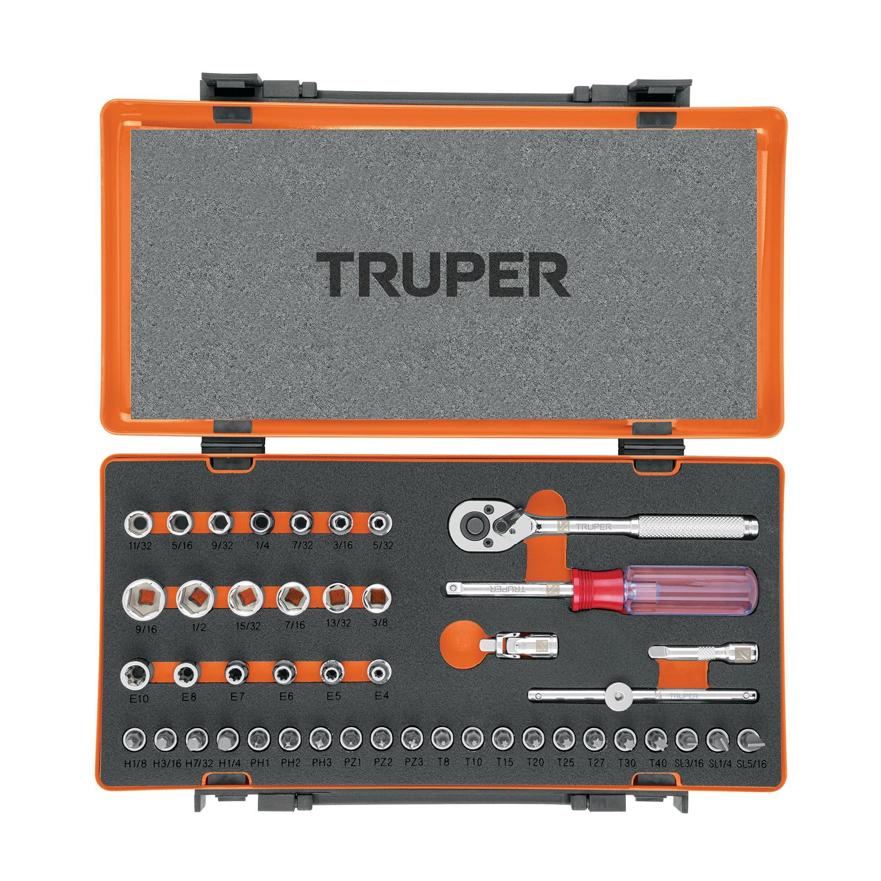 JUEGO DE 45 HERRAMIENTAS CUADRO 1/4' STD PARA MECÁNICO